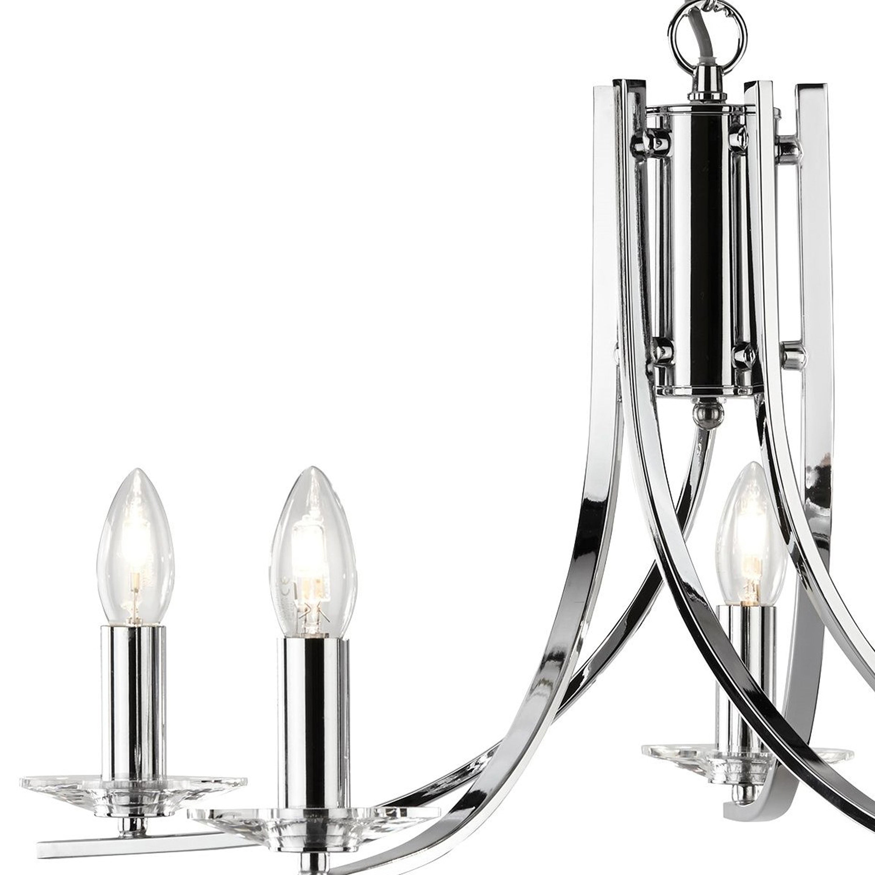 Searchlight Archer Chrome 5 Light Pendant Fitting With Clear Glass Sconces