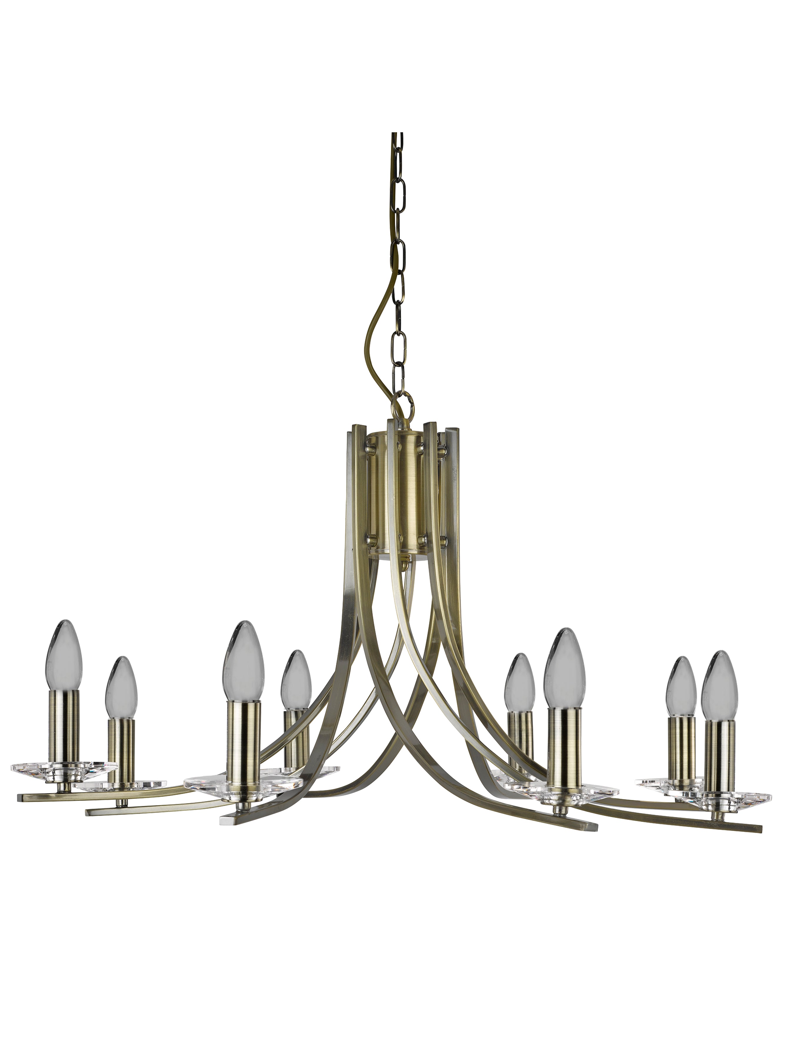 Searchlight Archer 8 Light Pendant - Antique Brass & Clear Glass Sconces