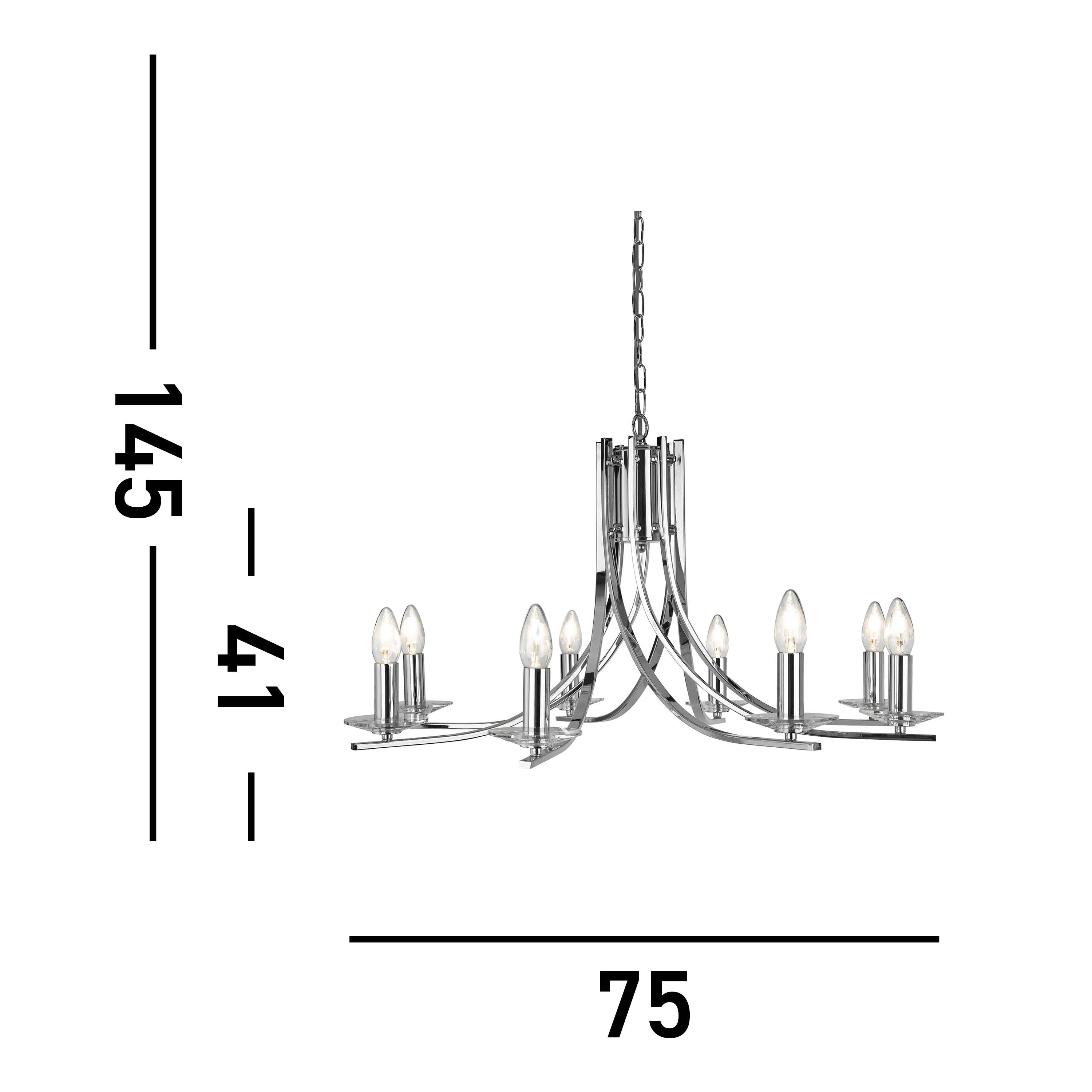 Searchlight Archer 8 Light Pendant - Chrome & Clear Glass Sconces