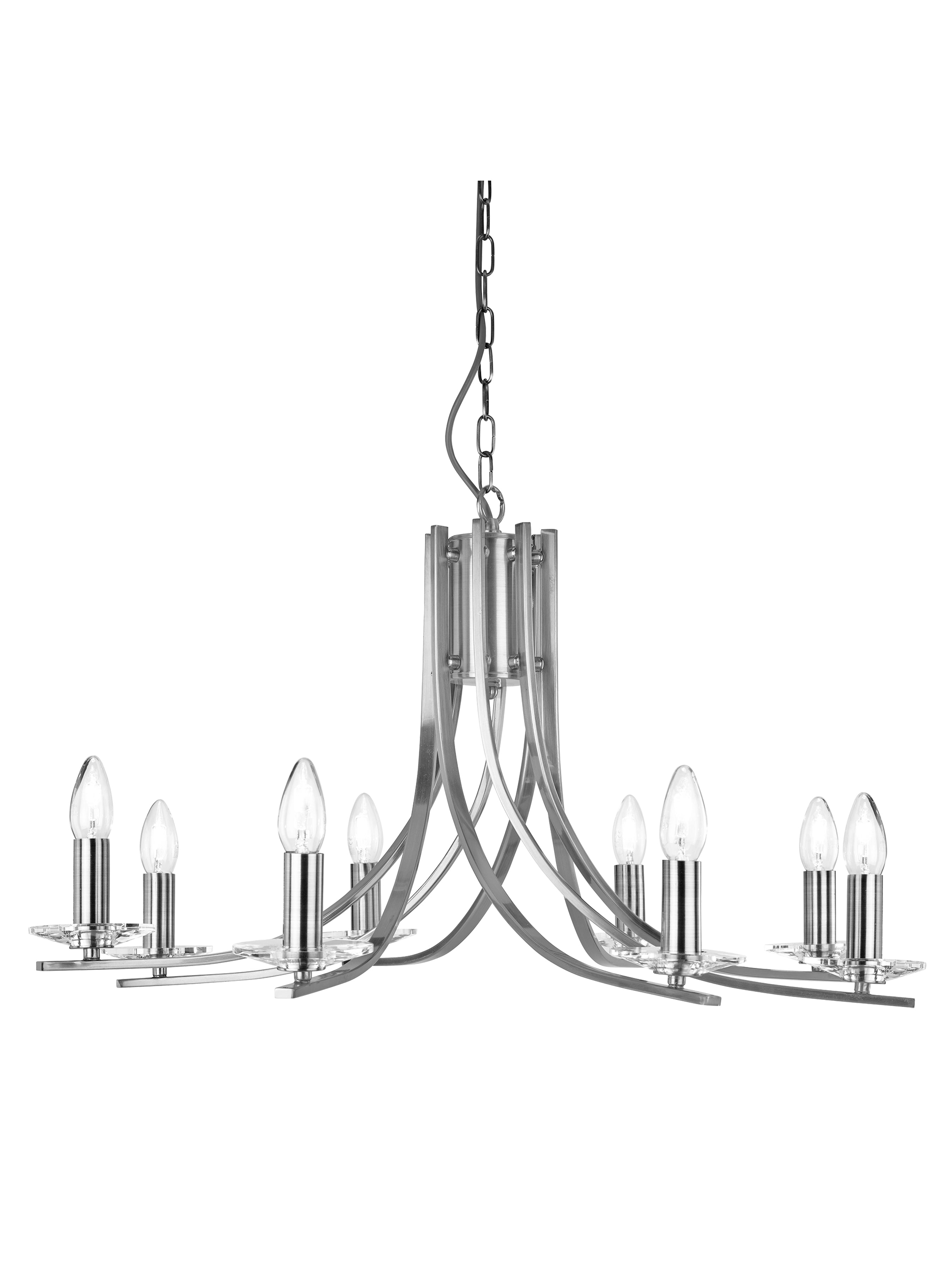 Searchlight Archer 8 Light Pendant - Satin Silver & Glass Sconces