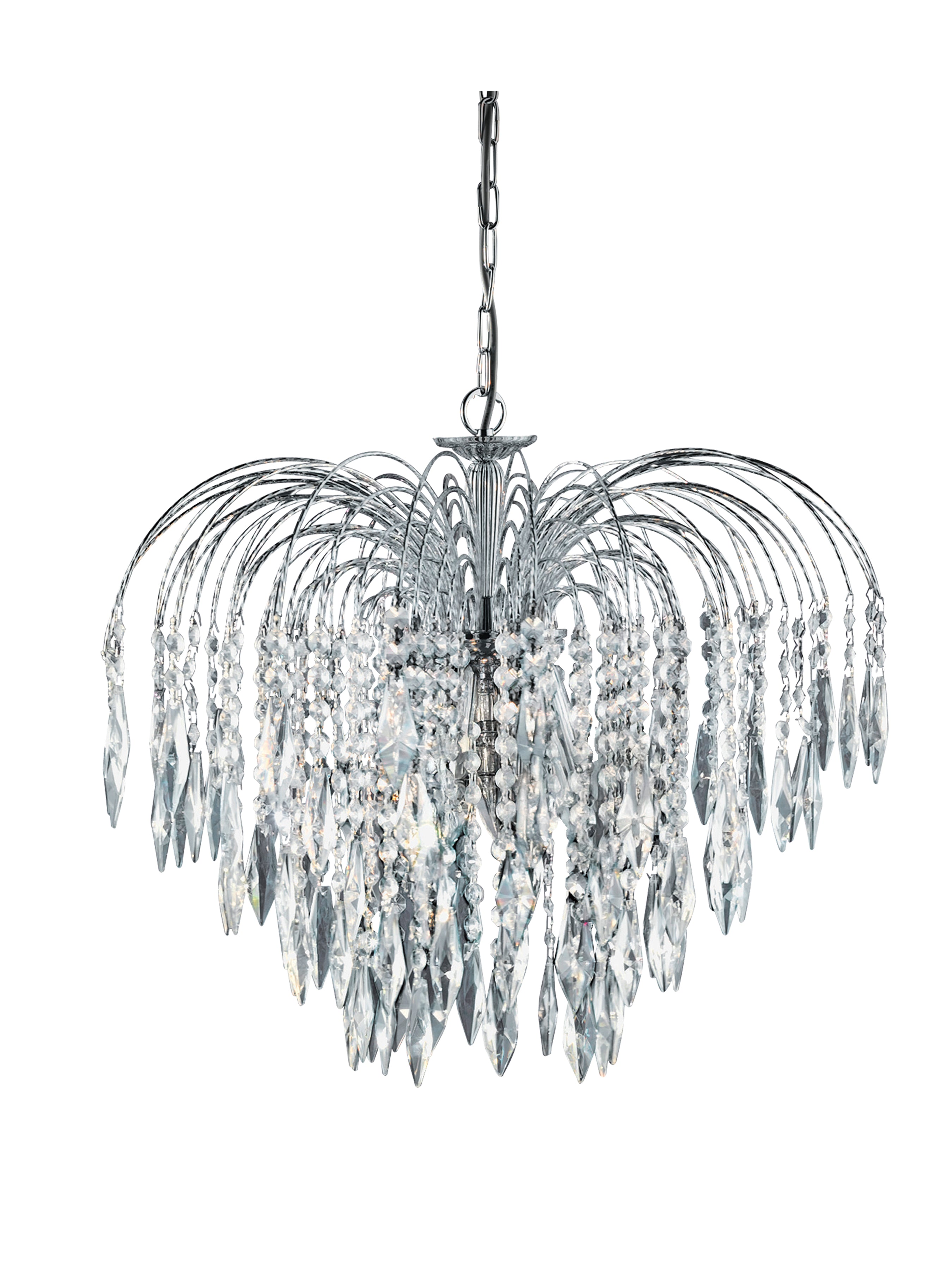 Searchlight Webb Chrome 5 Light Pendant Fitting With Crystal Buttons & Drops