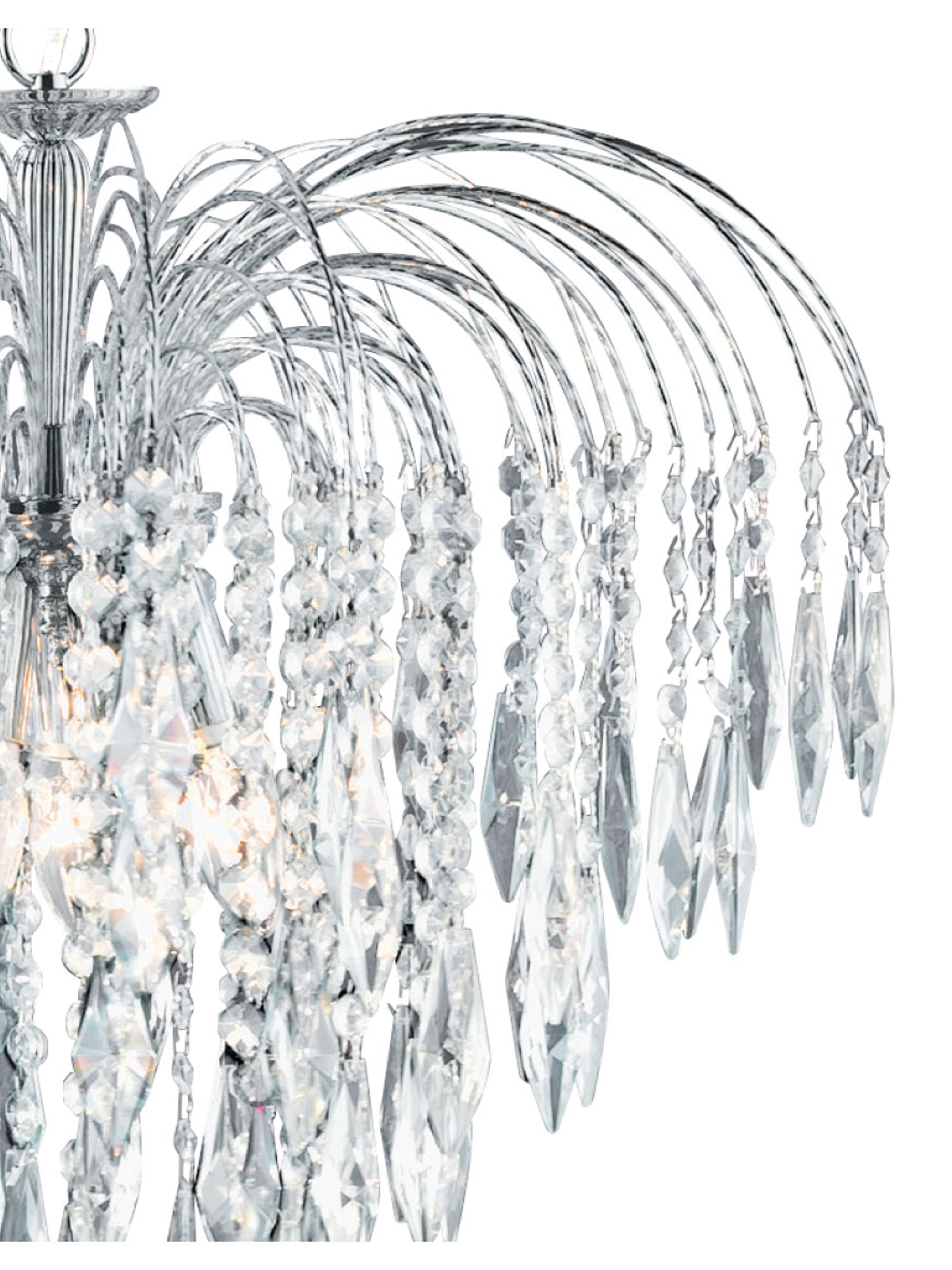 Searchlight Webb Chrome 5 Light Pendant Fitting With Crystal Buttons & Drops