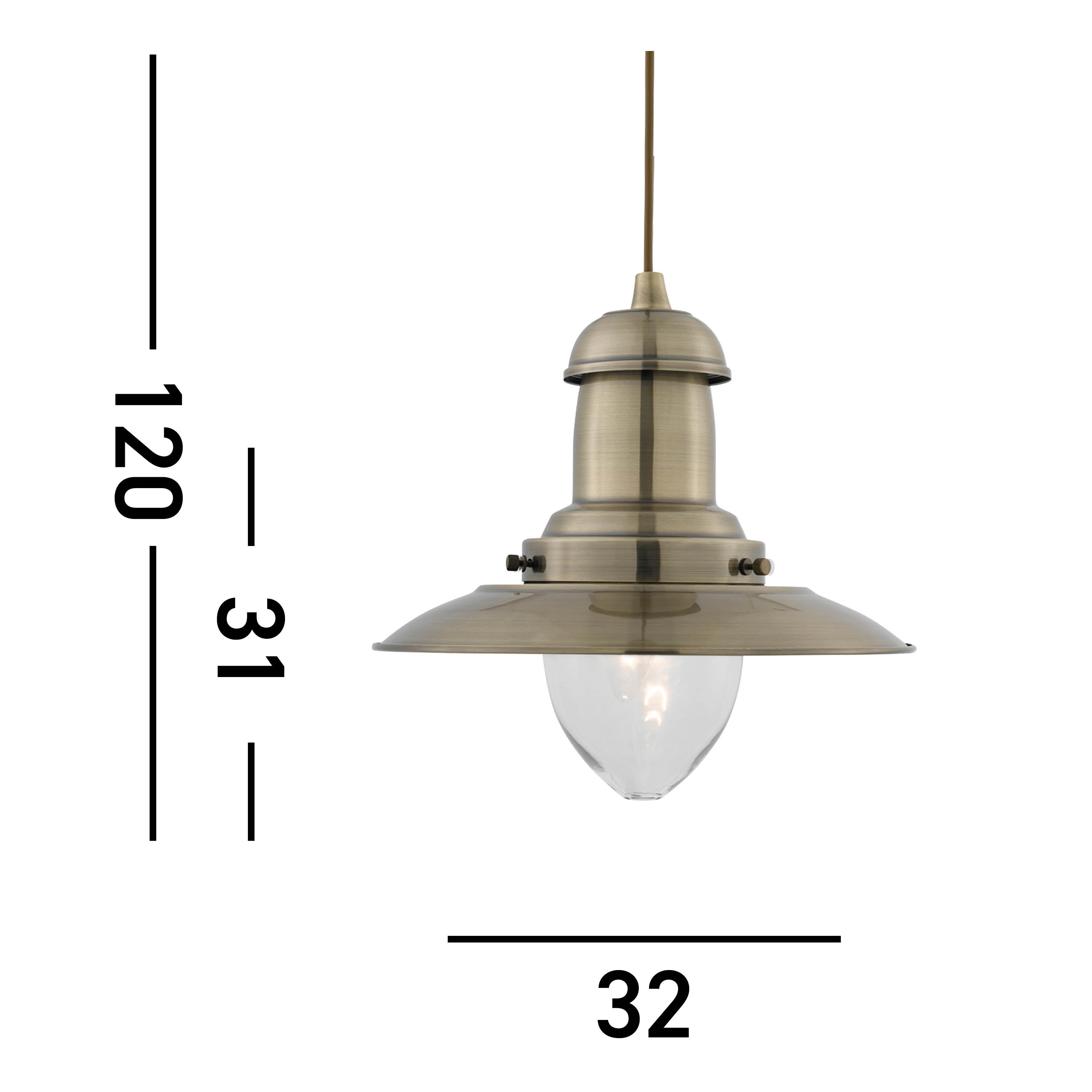 Searchlight Falkland Antique Brass Light With Clear Glass Shade