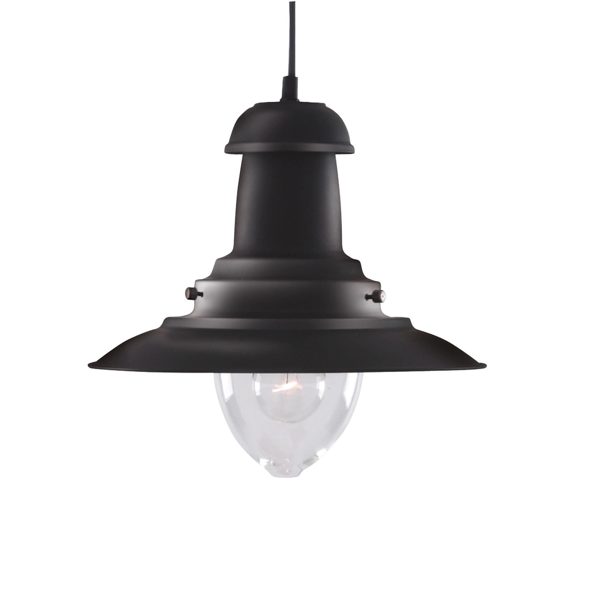 Searchlight Falkland Black Pendant Lantern With Clear Glass Shade