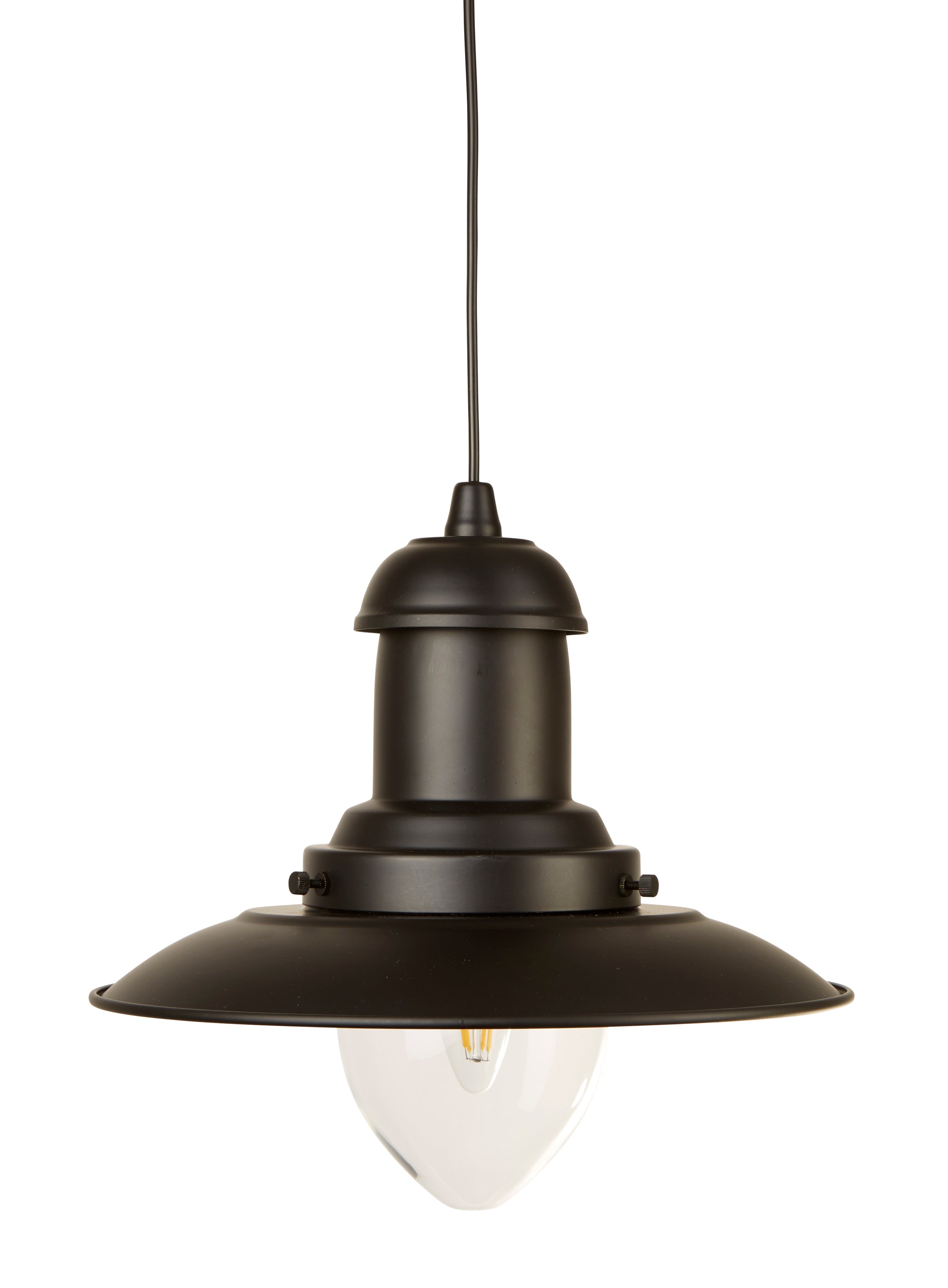 Searchlight Falkland Black Pendant Lantern With Clear Glass Shade