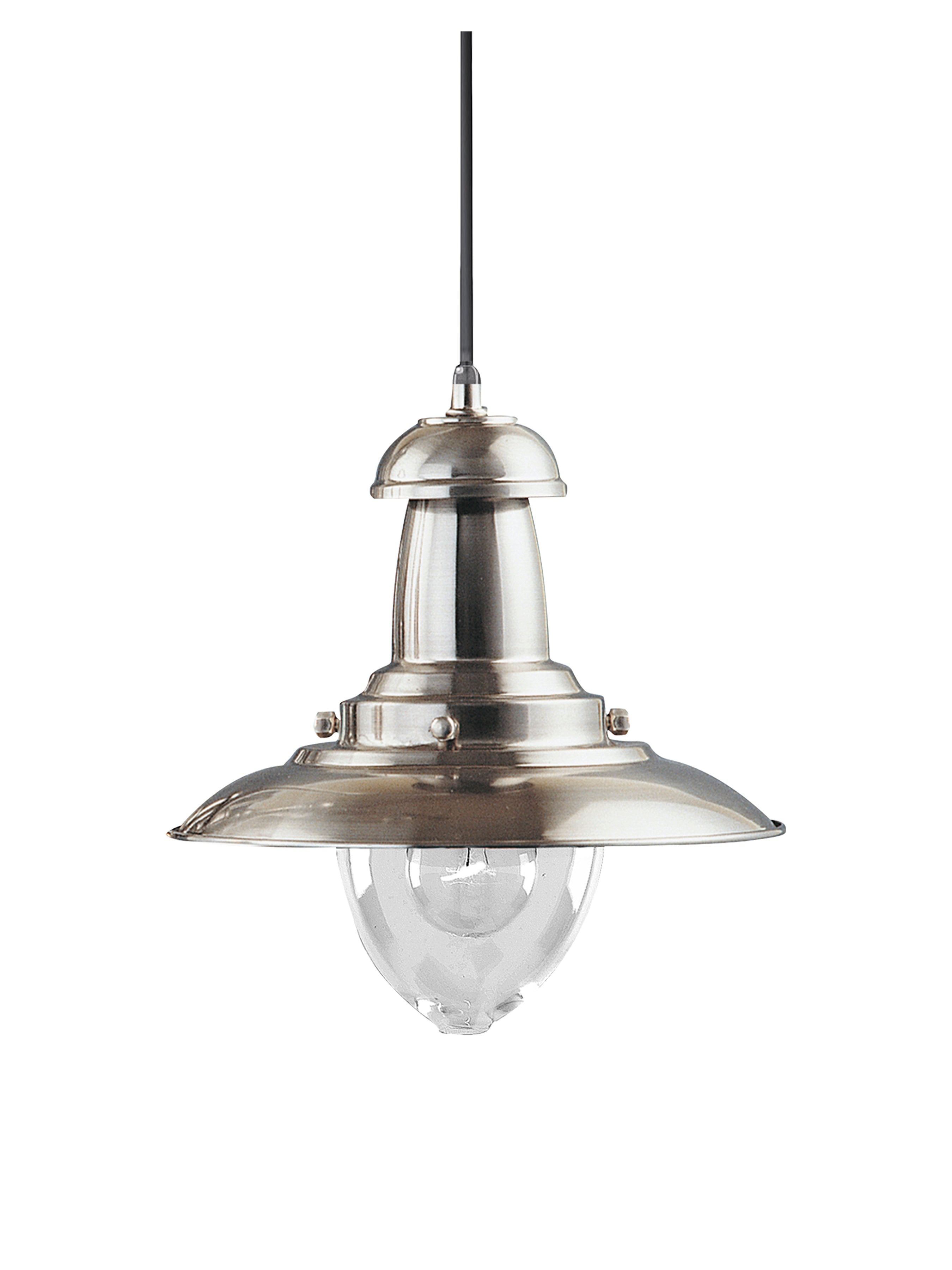 Searchlight Falkland Satin Silver Light With Clear Glass Shade
