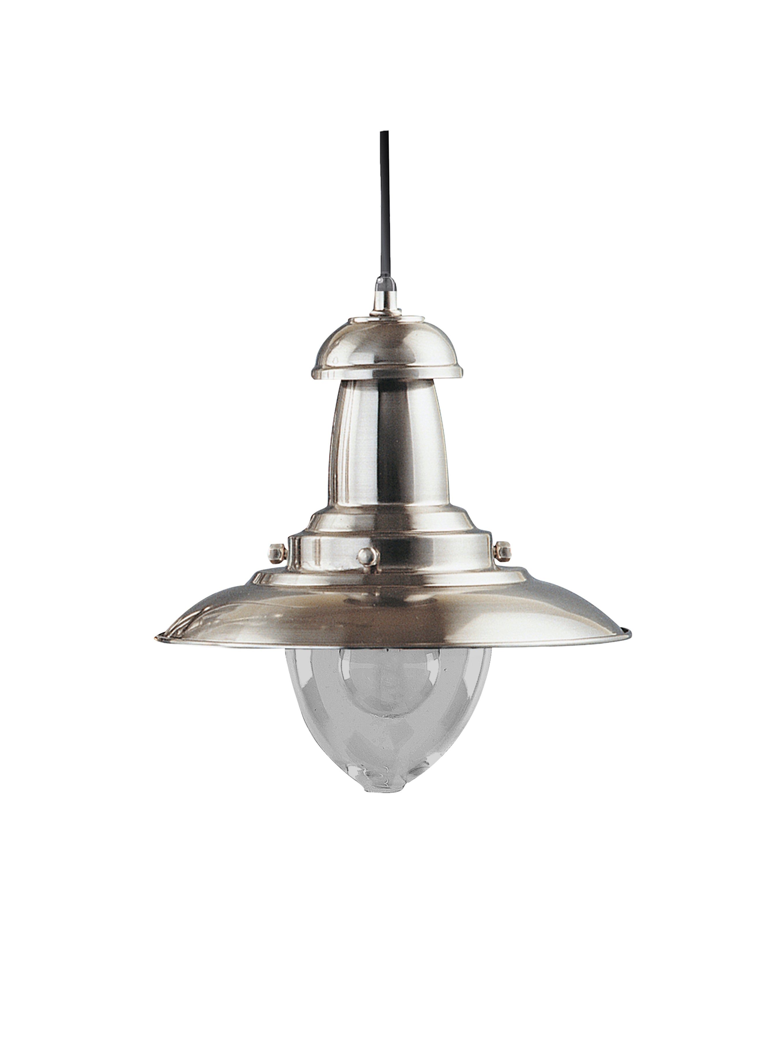 Searchlight Falkland Satin Silver Light With Clear Glass Shade