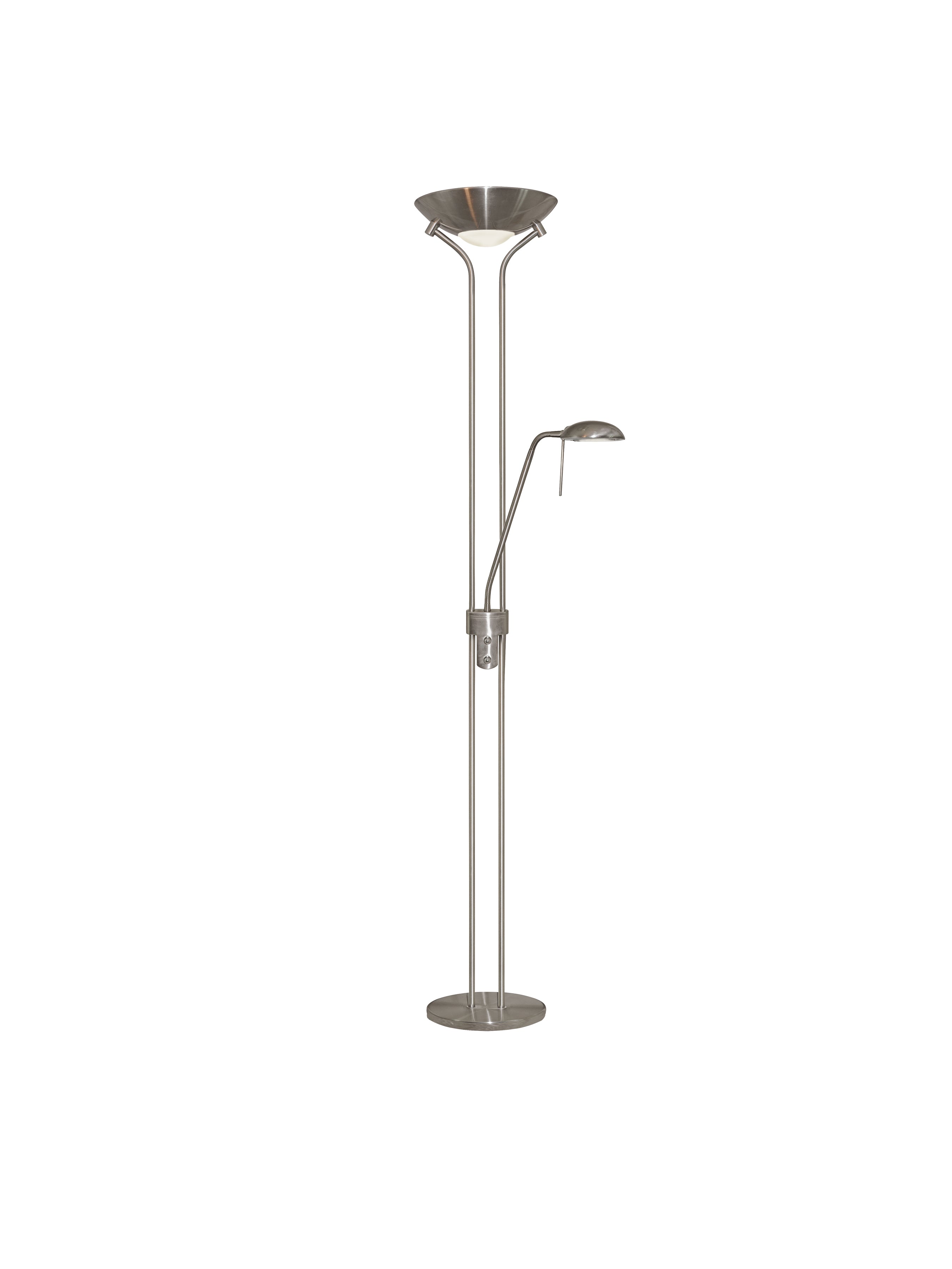 Searchlight Satin Silver Mother And Child Floor Lamp With Double Dimmer