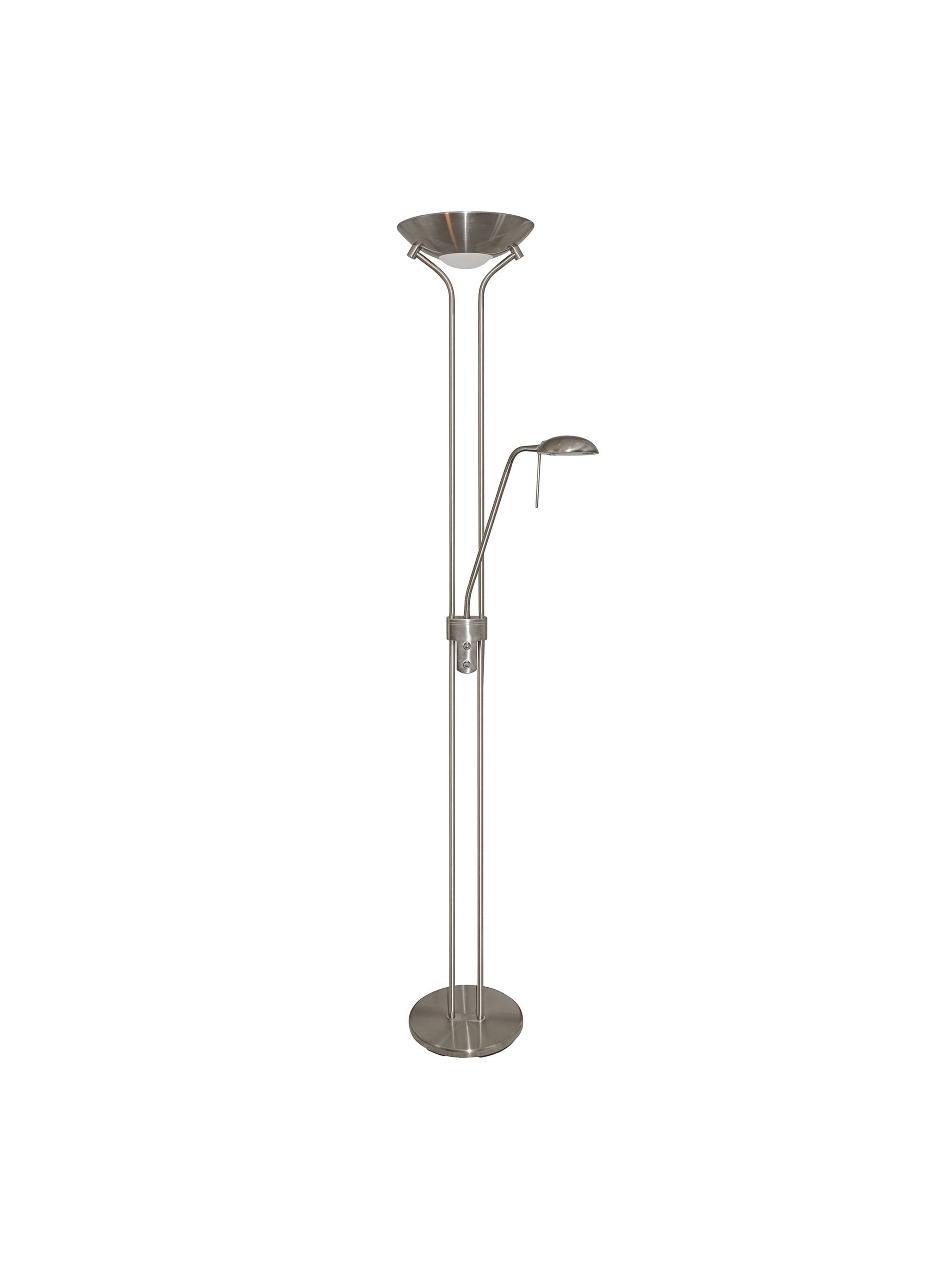 Searchlight Satin Silver Mother And Child Floor Lamp With Double Dimmer