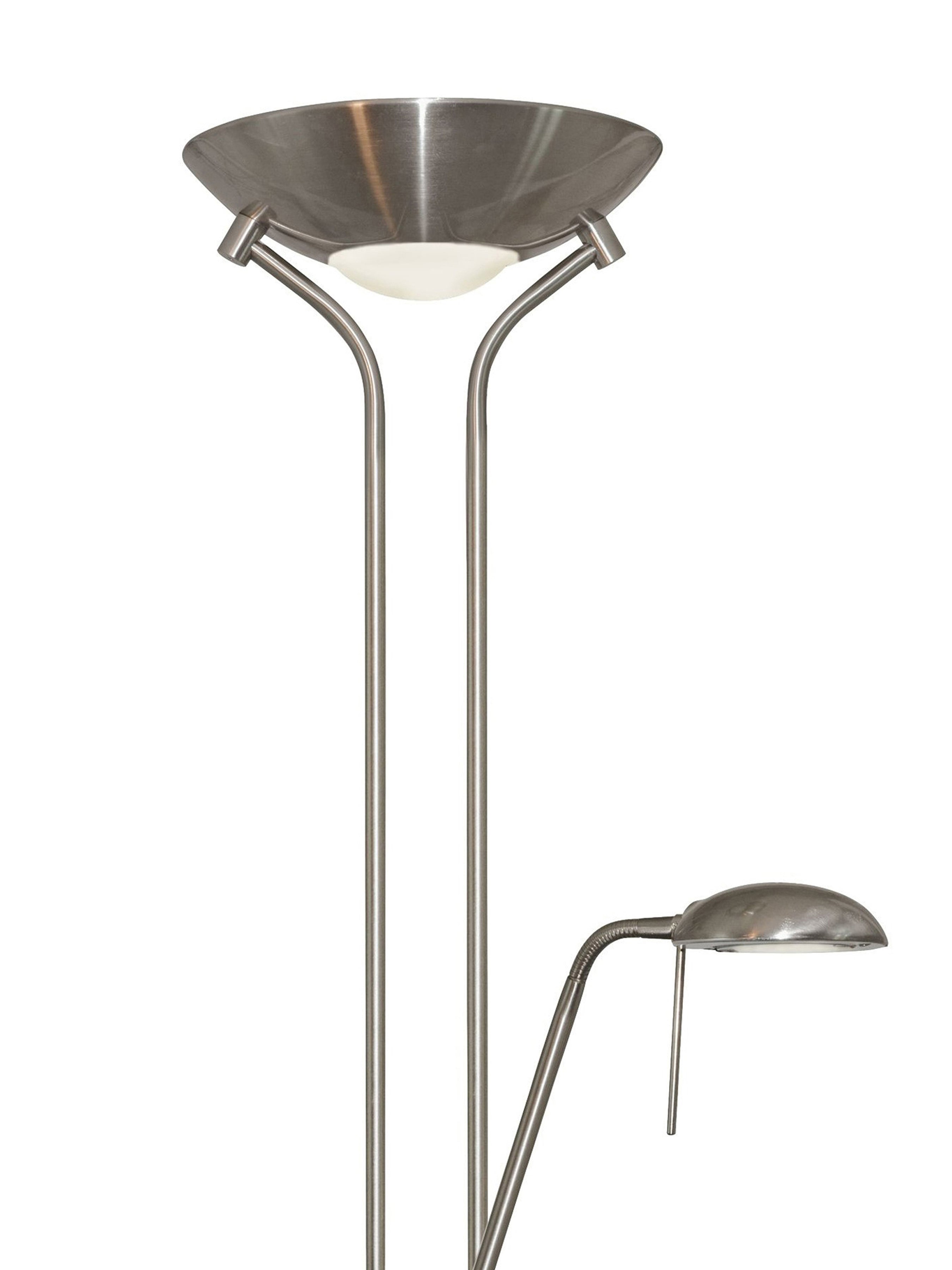 Searchlight Satin Silver Mother And Child Floor Lamp With Double Dimmer