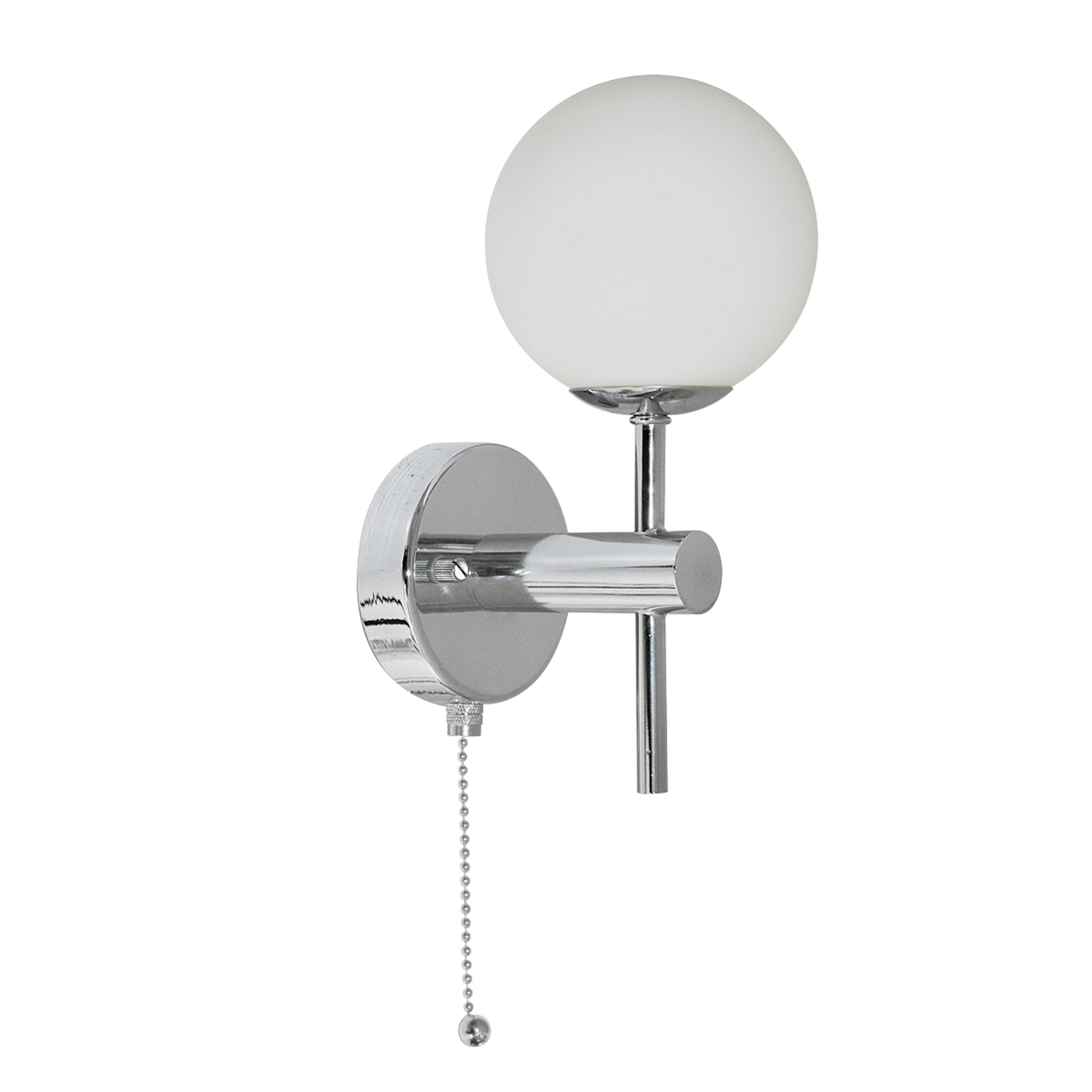 Searchlight LED Globe IP44 Chrome Wall Light With Opal Glass Shades