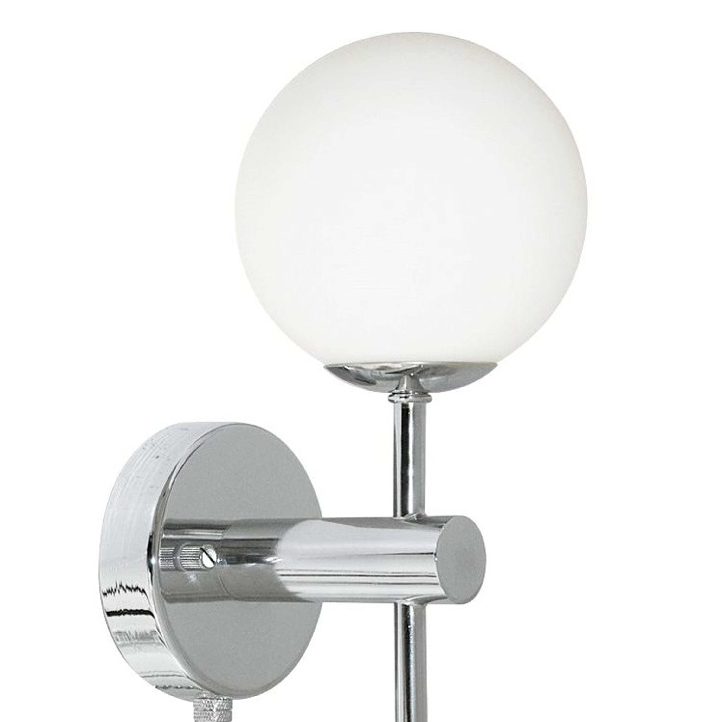 Searchlight LED Globe IP44 Chrome Wall Light With Opal Glass Shades