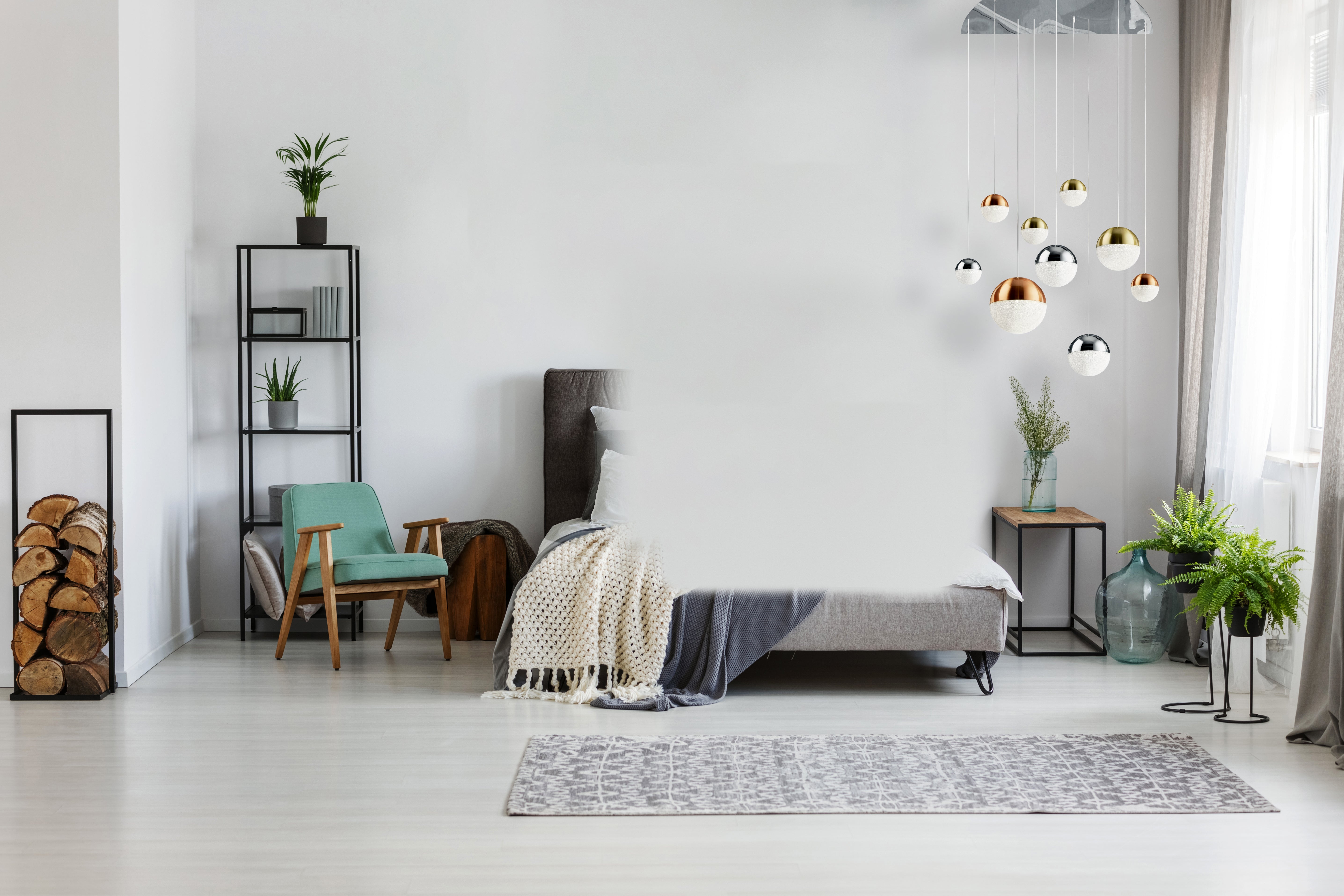 Searchlight Percy 9 Light Multidrop - Copper, Chrome, Brass & Crystal Sand