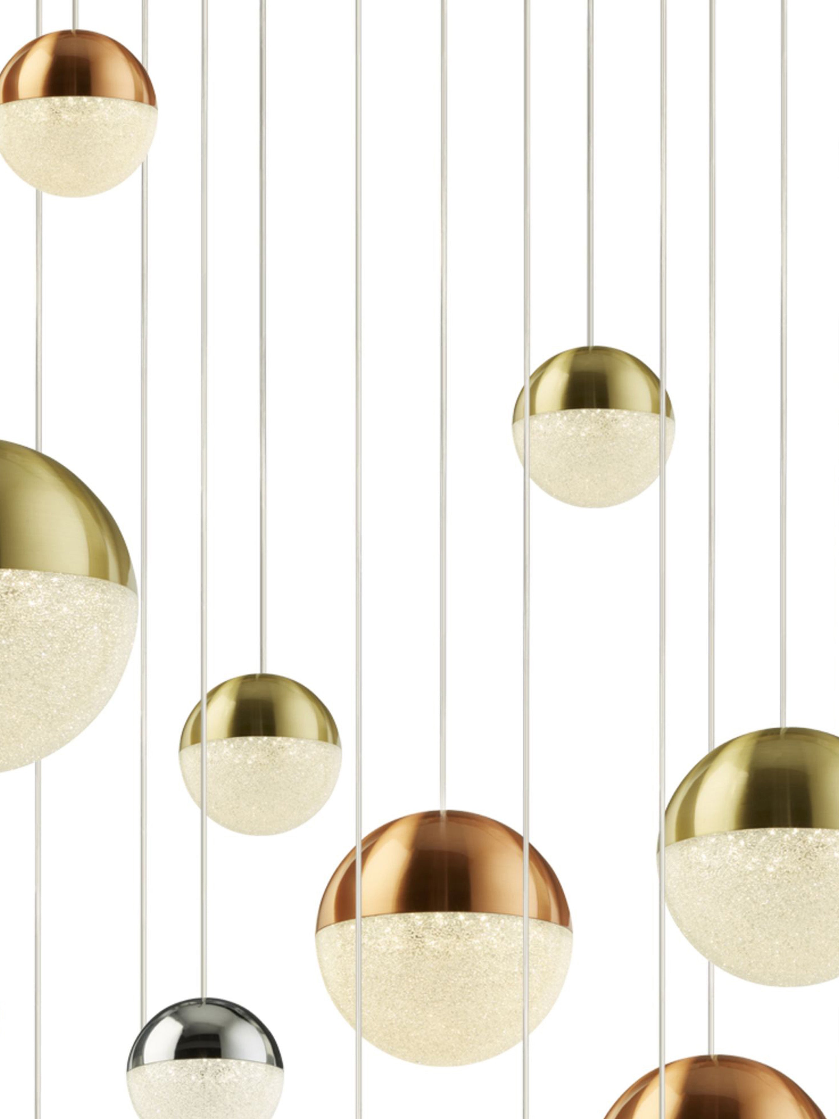 Searchlight Percy 27 Light Multi-Drop Pendant - Copper, Chrome & Satin Brass