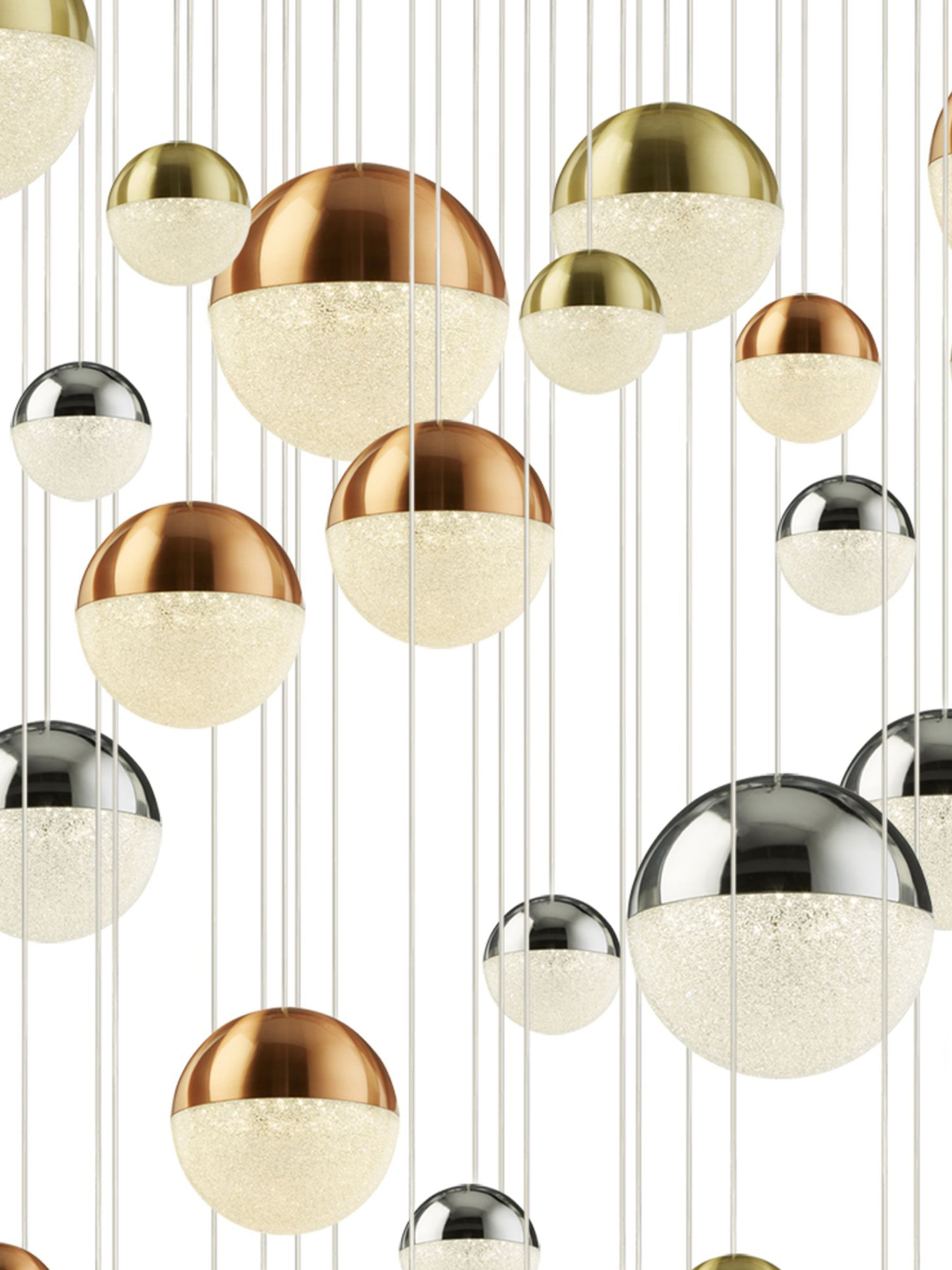 Searchlight Percy 55 Light Multi-Drop Pendant - Copper, Chrome & Satin Brass