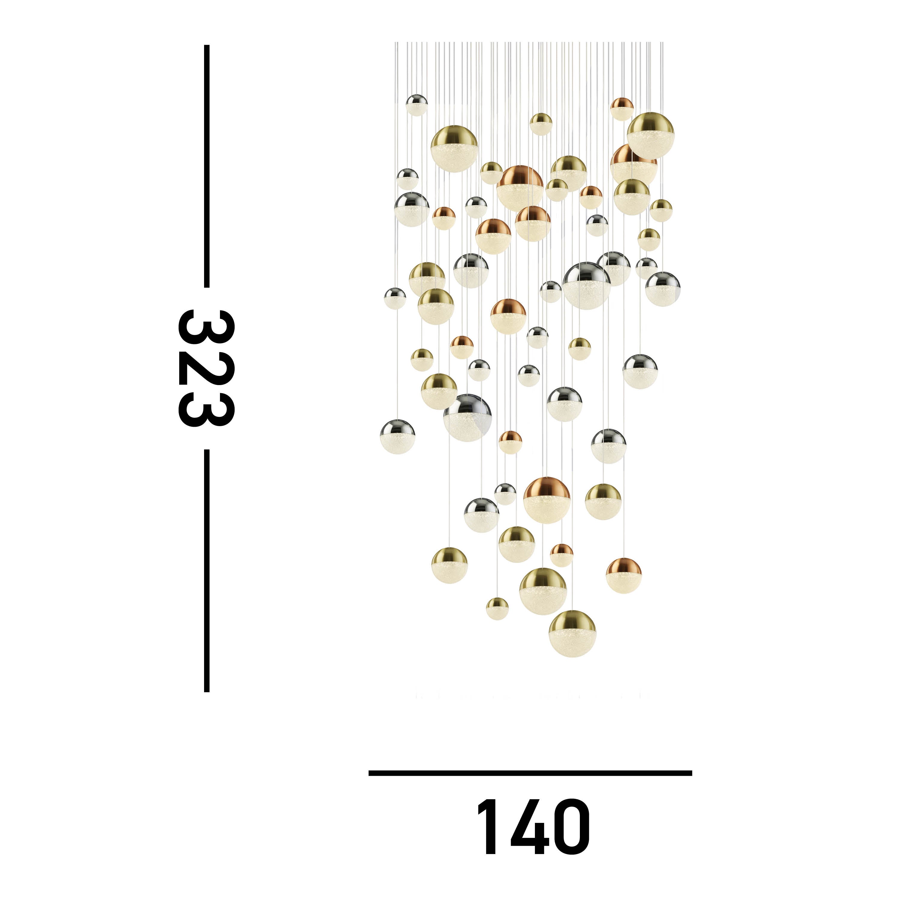 Searchlight Percy 55 Light Multi-Drop Pendant - Copper, Chrome & Satin Brass