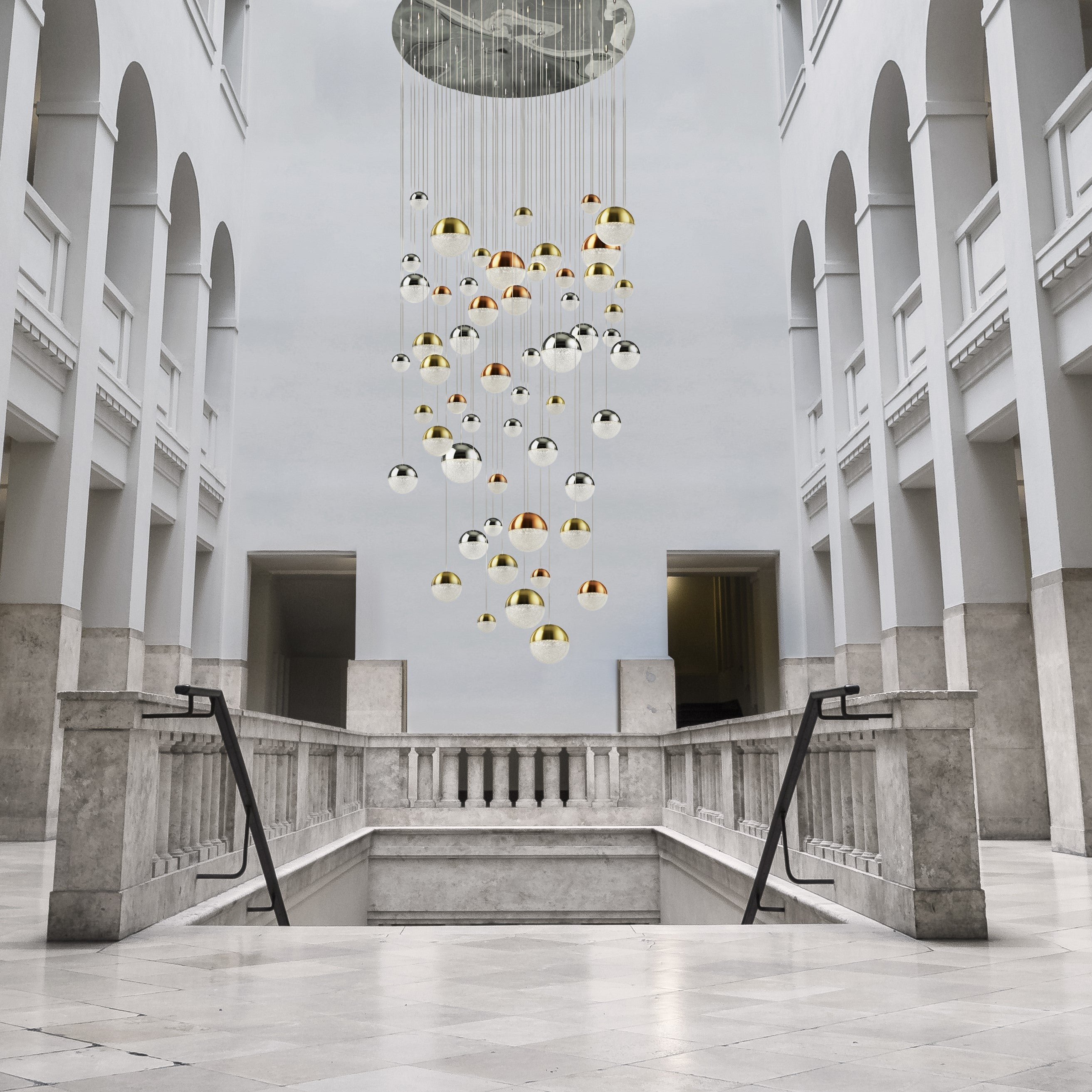 Searchlight Percy 55 Light Multi-Drop Pendant - Copper, Chrome & Satin Brass