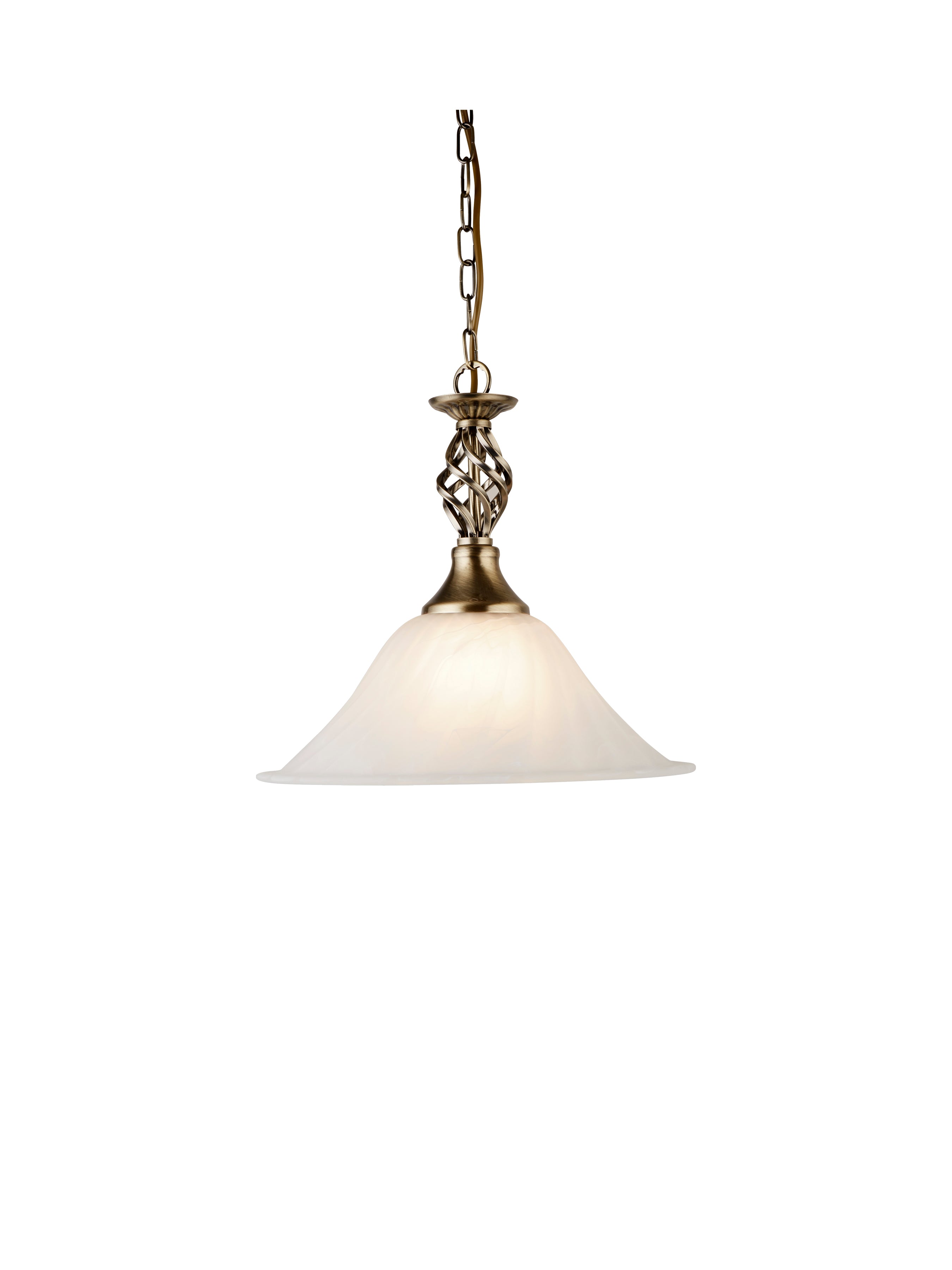 Searchlight Caird Antique Brass Pendant Light With Marble Glass Shade