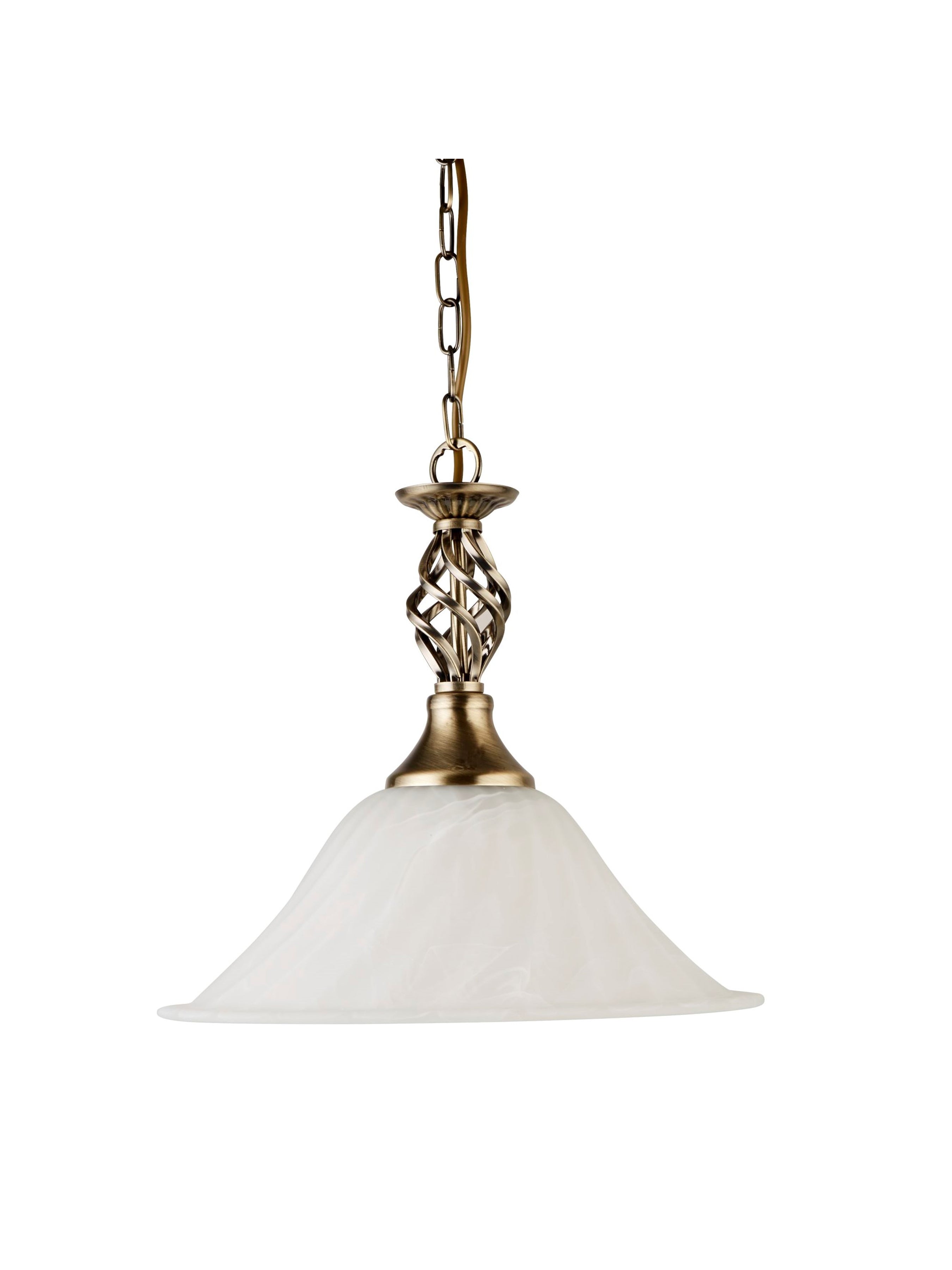 Searchlight Caird Antique Brass Pendant Light With Marble Glass Shade