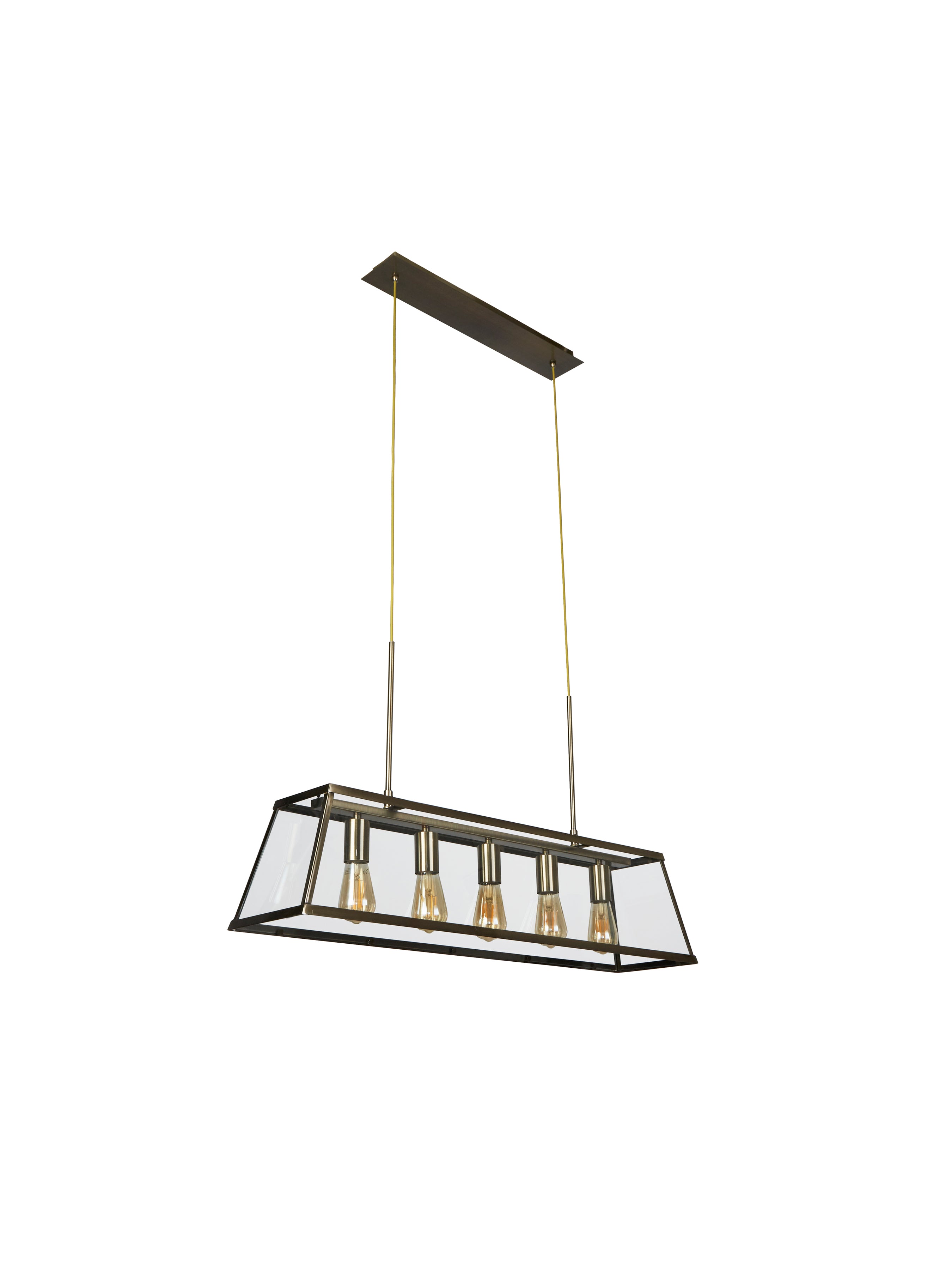 Searchlight Vane 5 Light Lantern Bar, Antique Brass, Glass