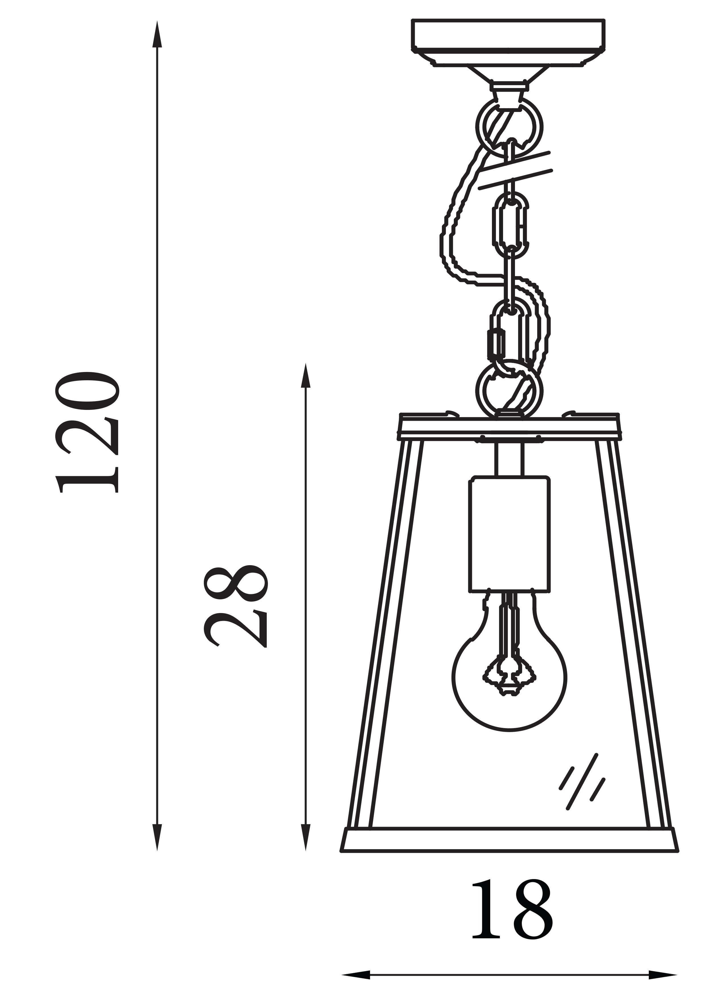 Searchlight Vane Single Lantern Tapered Black With Clear Glass
