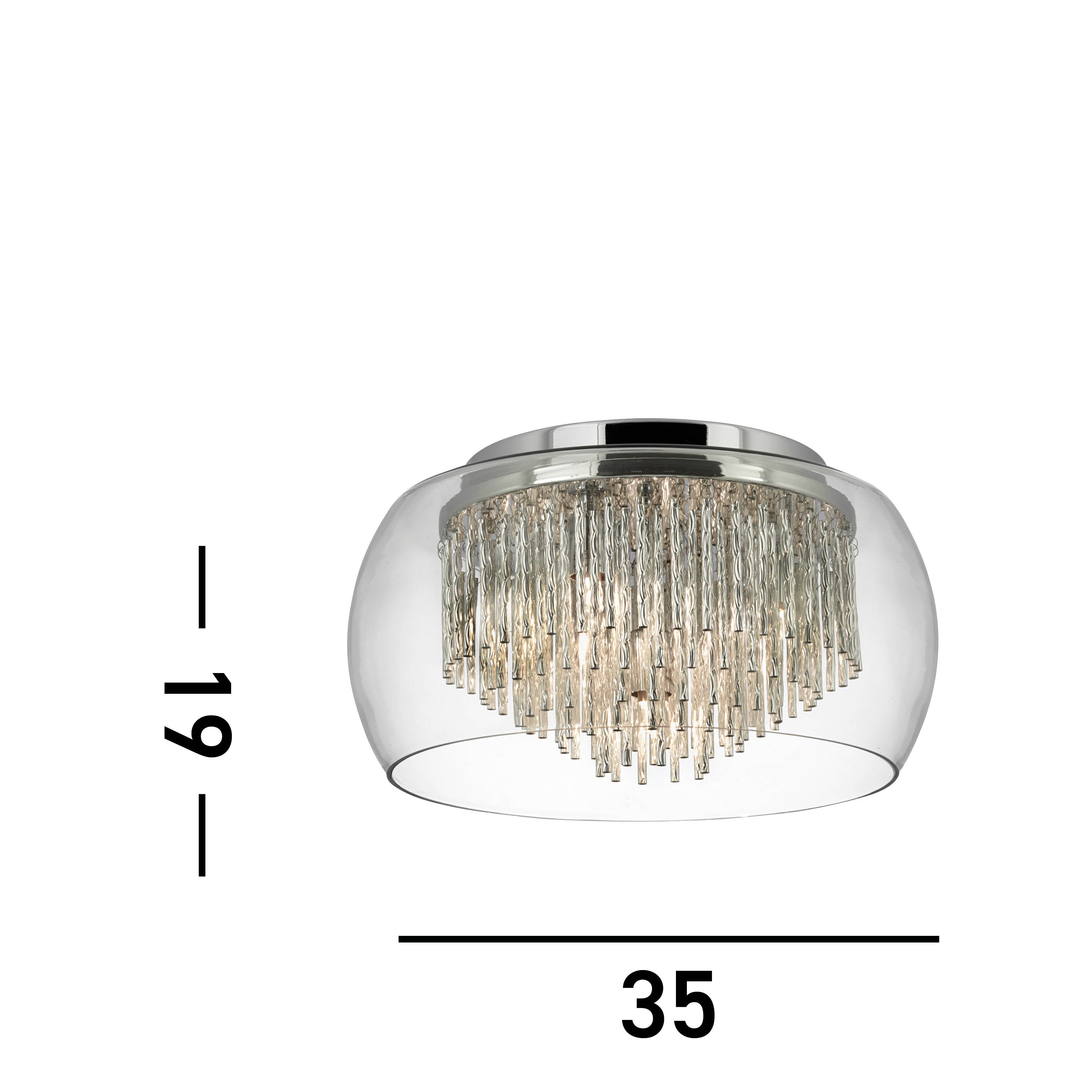 Searchlight Chandos Clear Glass Shade 4 Light Flush/Aluminium Spiral Tubes