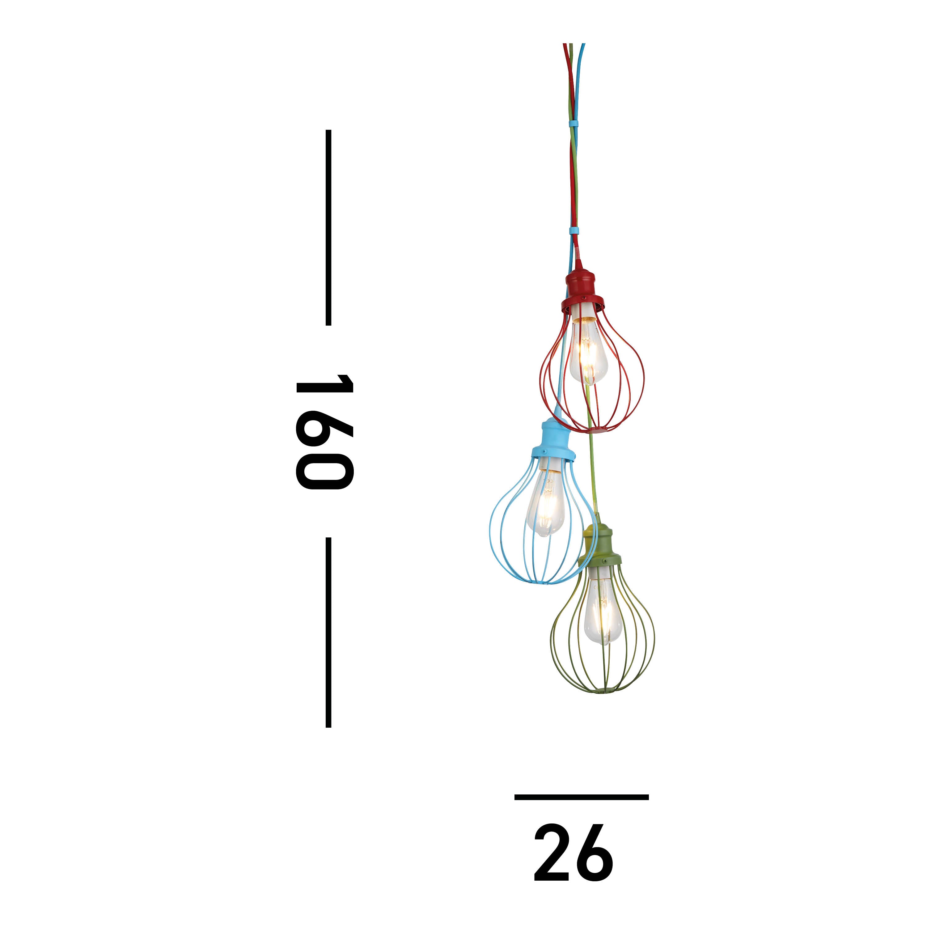 Searchlight Nimrod 3 Light Pendant - Multicoloured
