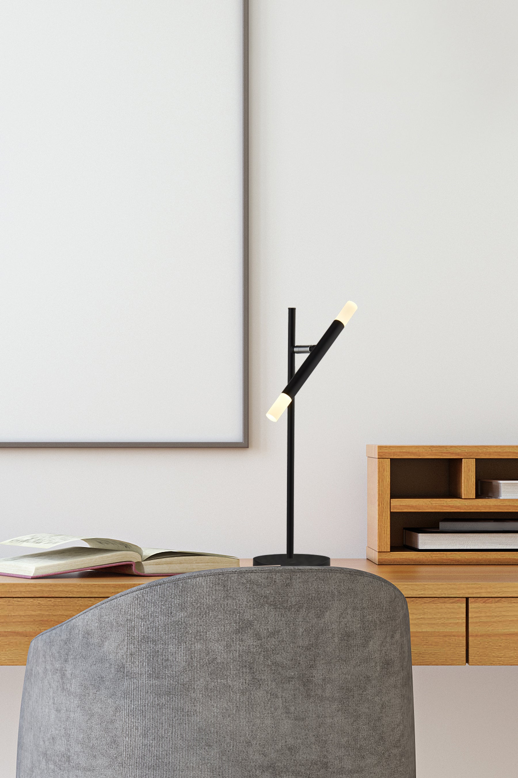 Searchlight Wapping LED Table Lamp - Black & Acrylic