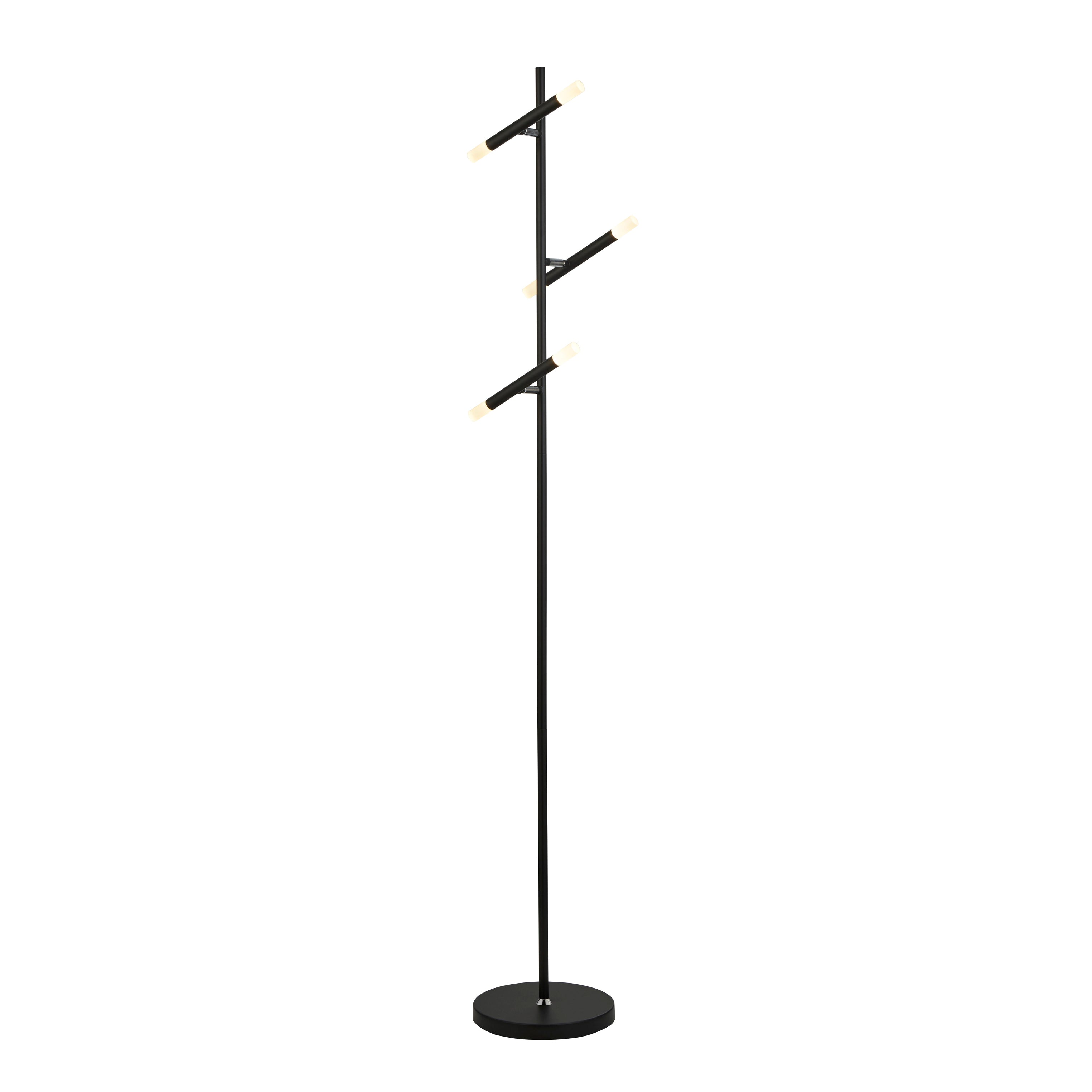 Searchlight Wapping 3 Light LED Floor Lamp - Black & Acrylic