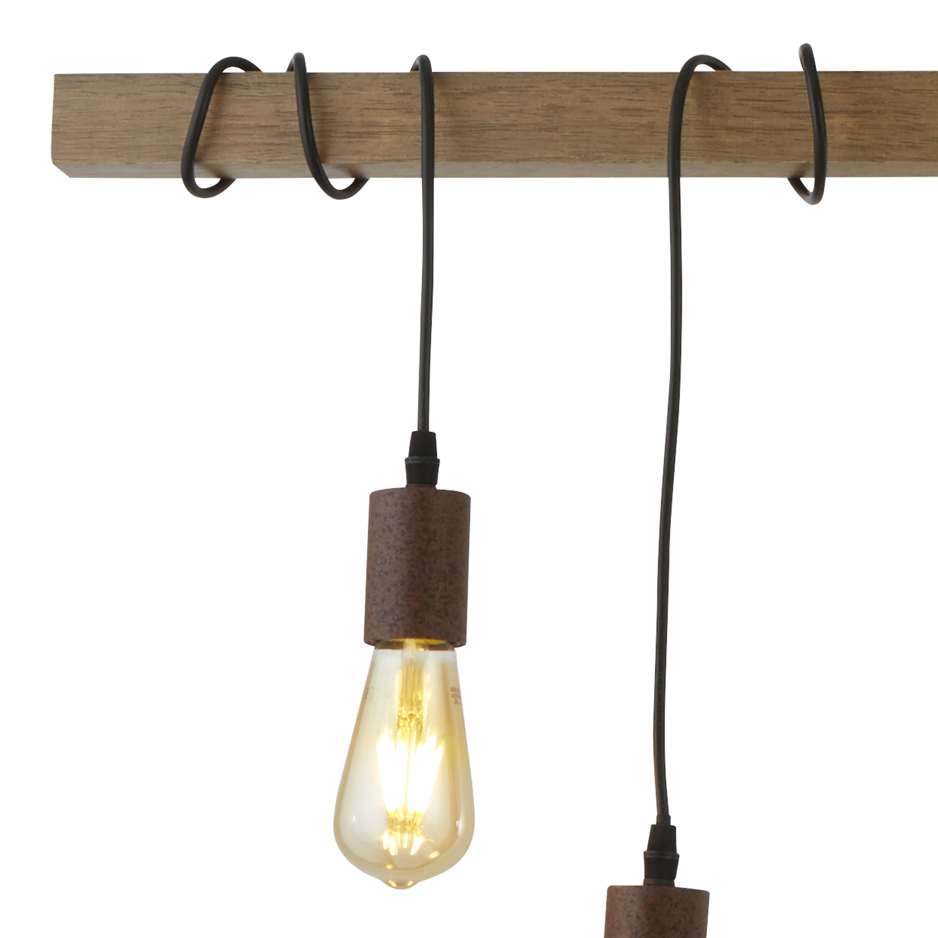 Searchlight Barlow 6 Light Pendant - Black & Wood
