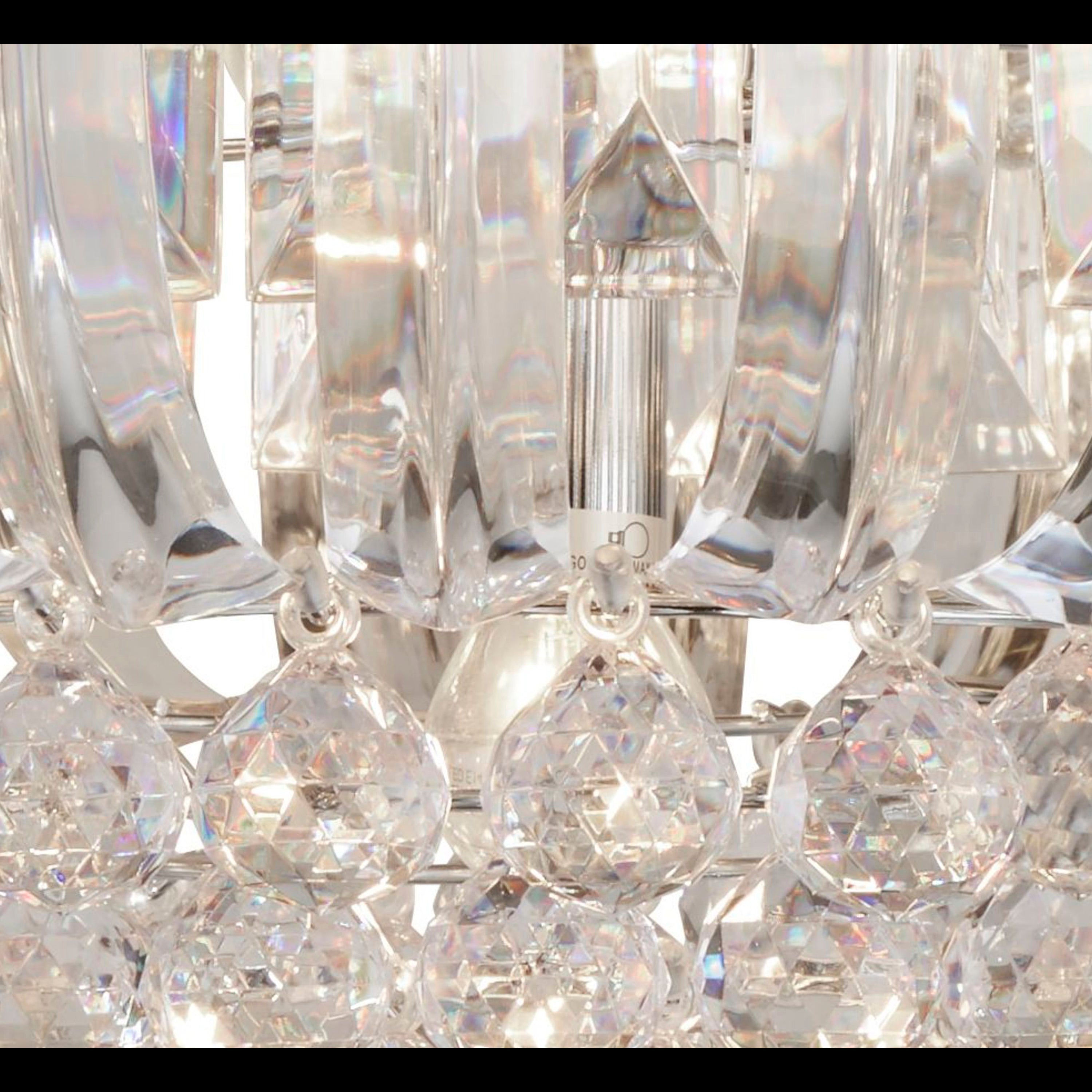 Searchlight Sidney Chrome 5 Light Semi-Flush With Clear Acrylic Prisms & Balls