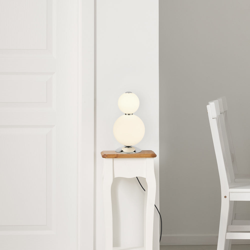 Searchlight Slater Table Lamp - Chrome & Opal Glass