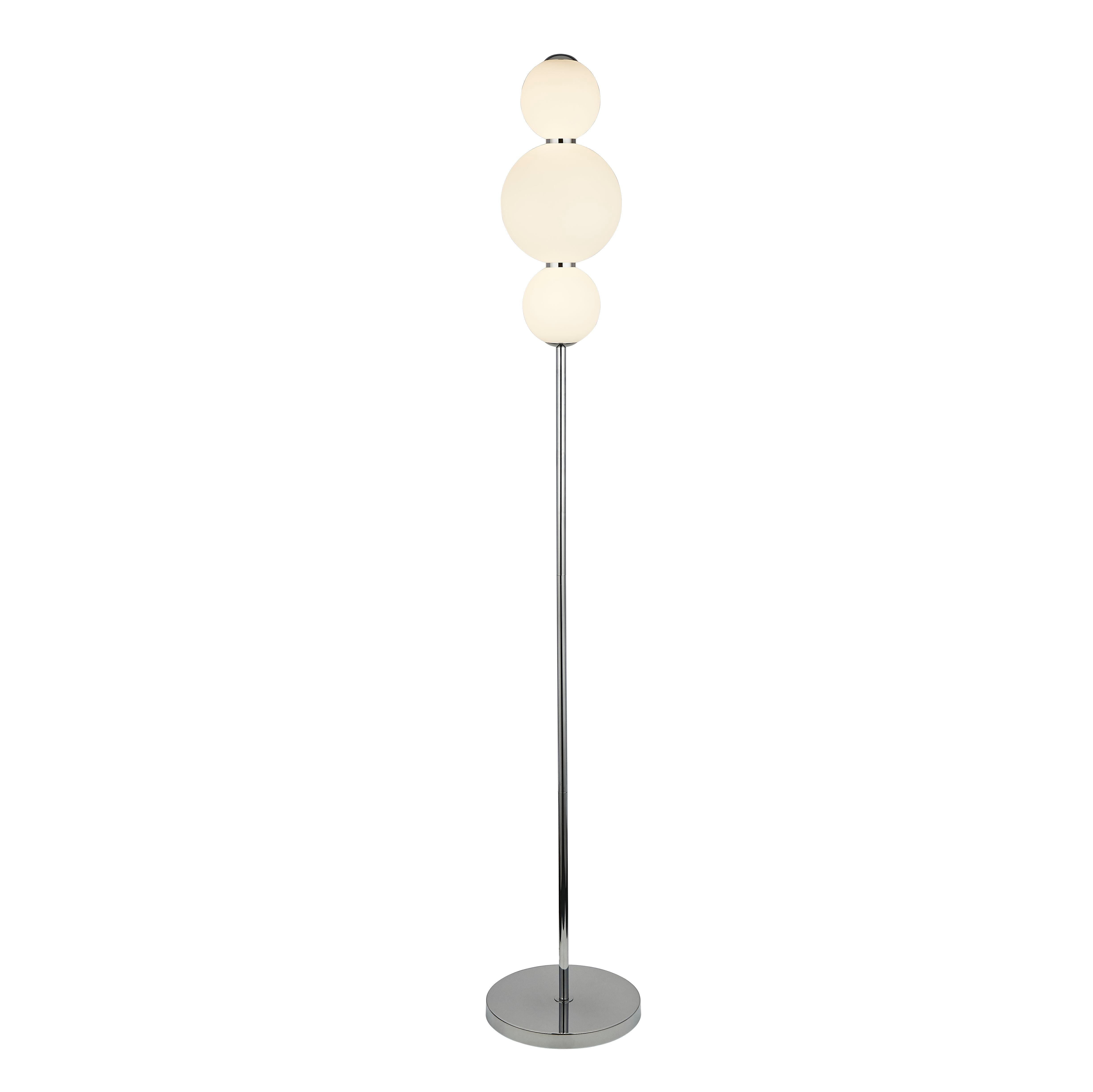 Searchlight Slater 3 Light Floor Lamp - Chrome & Opal Glass