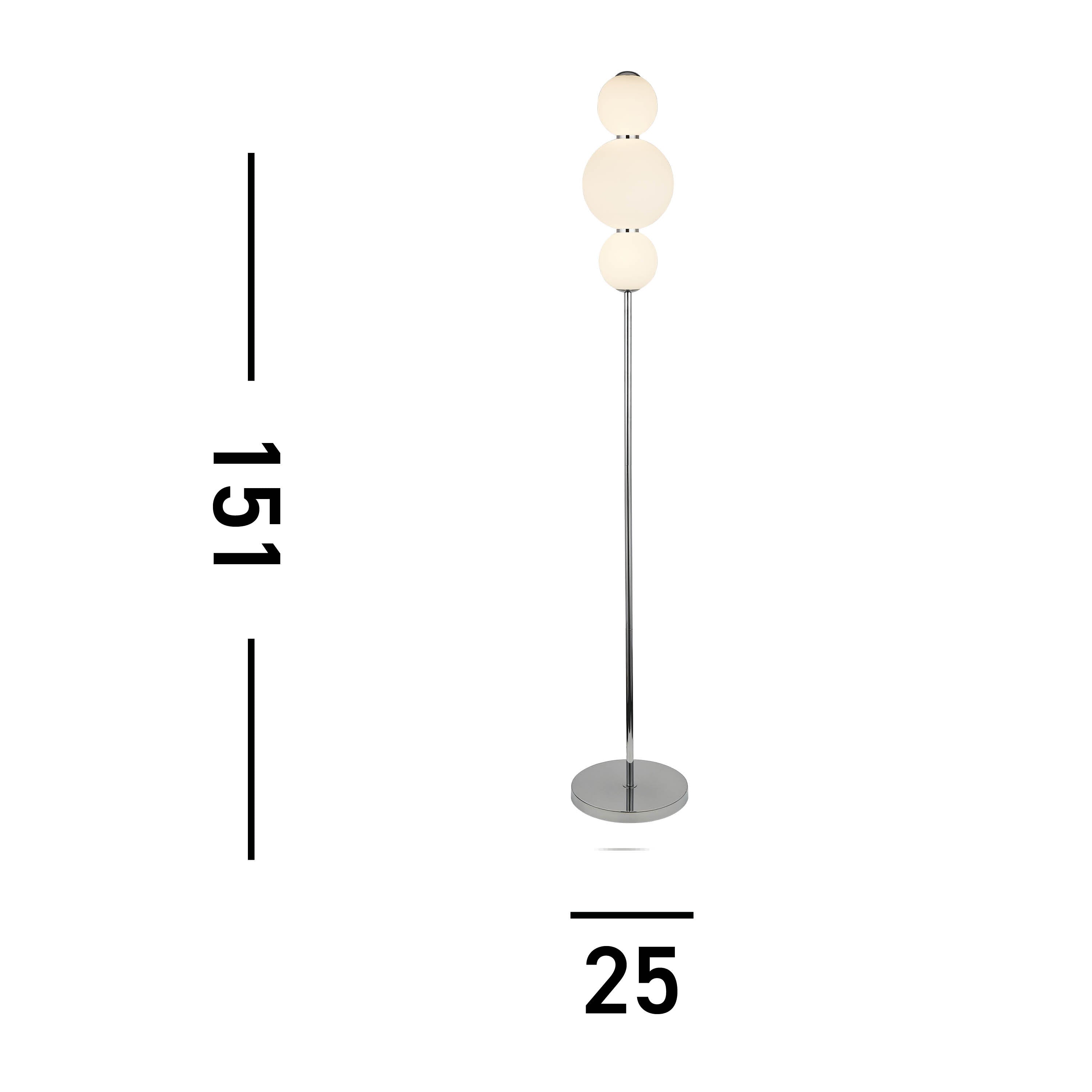 Searchlight Slater 3 Light Floor Lamp - Chrome & Opal Glass