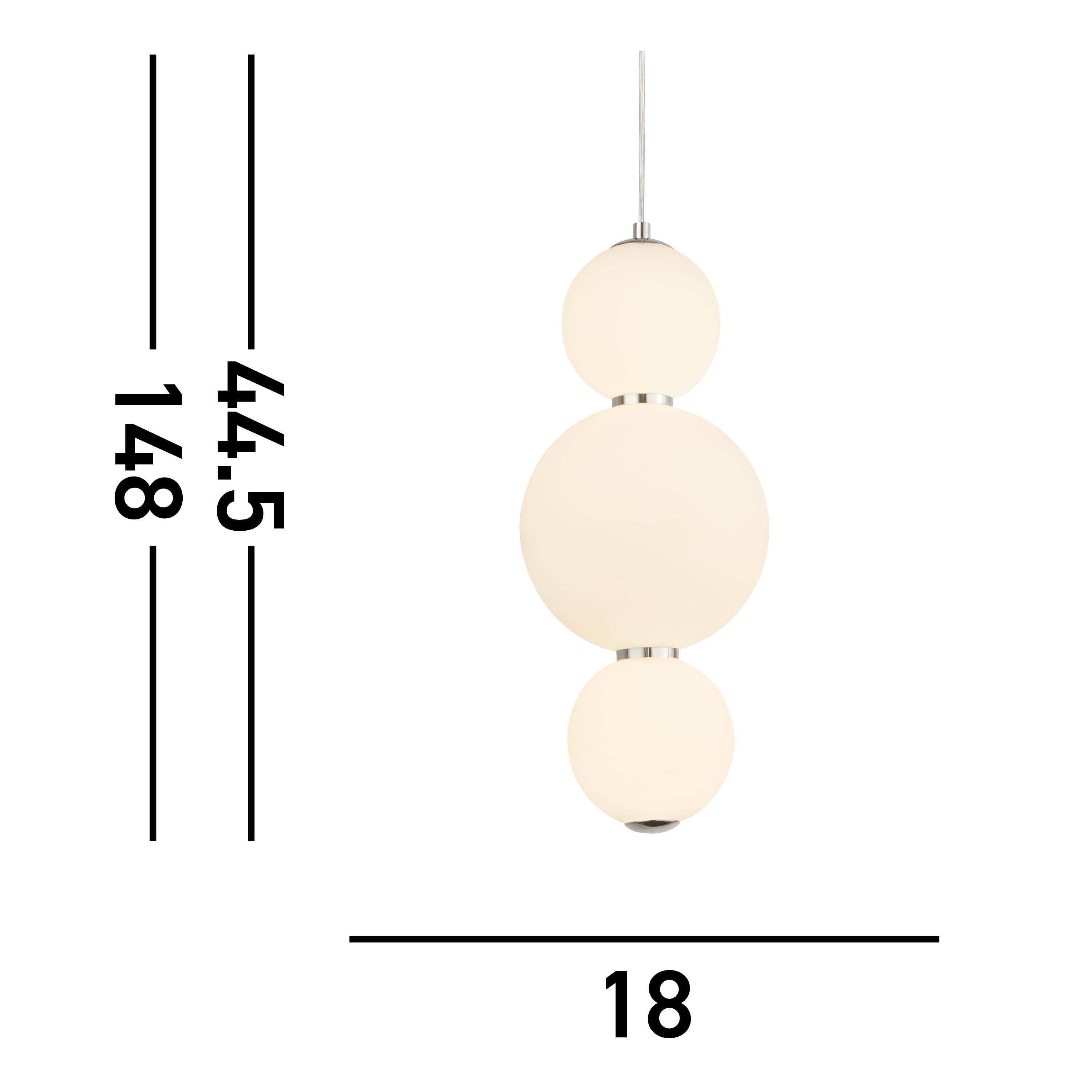 Searchlight Slater 3 Light Ceiling Pendant - Chrome & Opal Glass