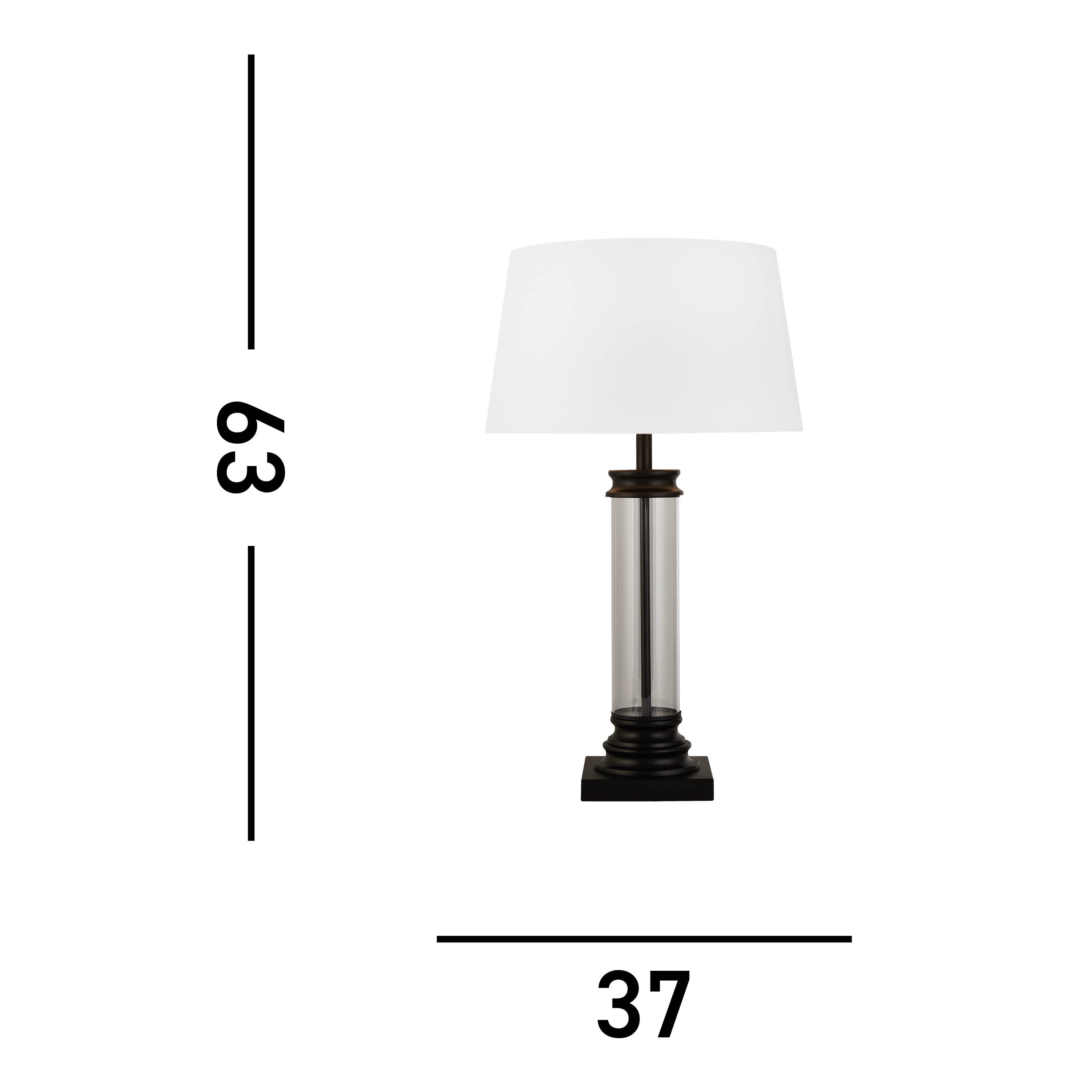 Searchlight Paulton Table Lamp - Black, Glass & Cream Fabric Shade