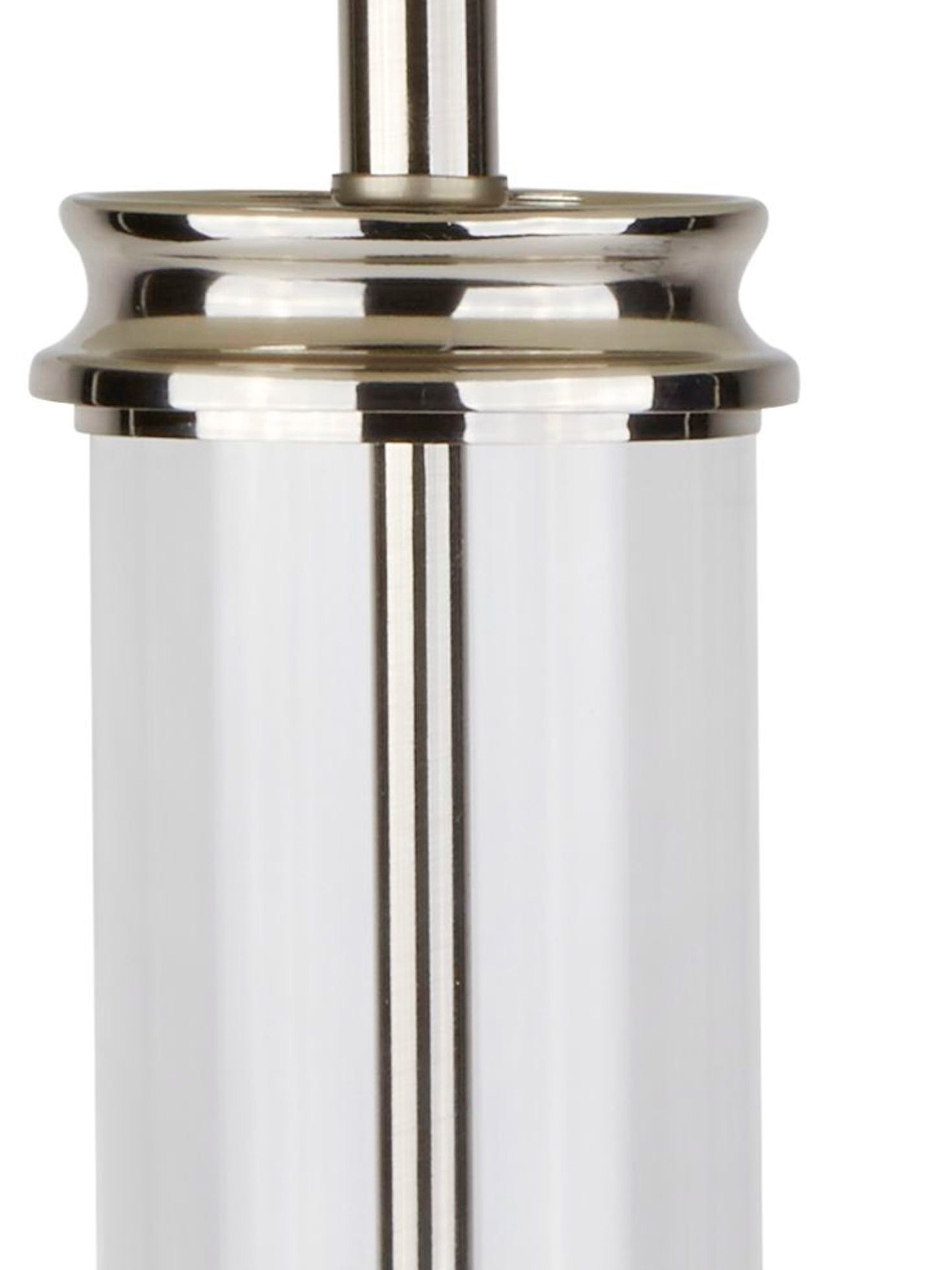 Searchlight Paulton Table Lamp - Glass Column & Satin Silver Base, Cream Shade