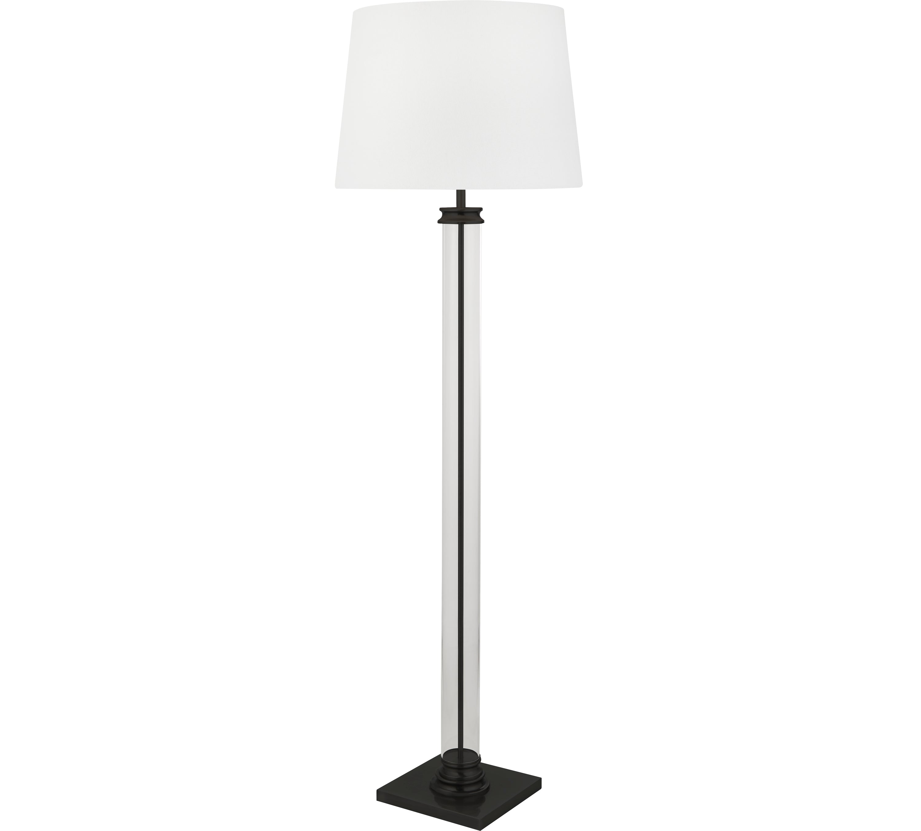 Searchlight Paulton Floor Lamp - Black, Glass & White Fabric Shade