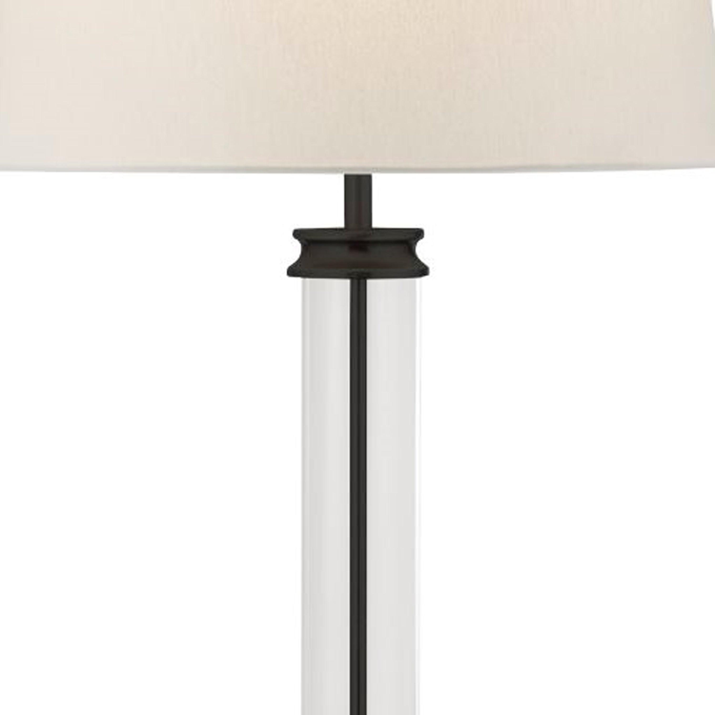 Searchlight Paulton Floor Lamp - Black, Glass & White Fabric Shade