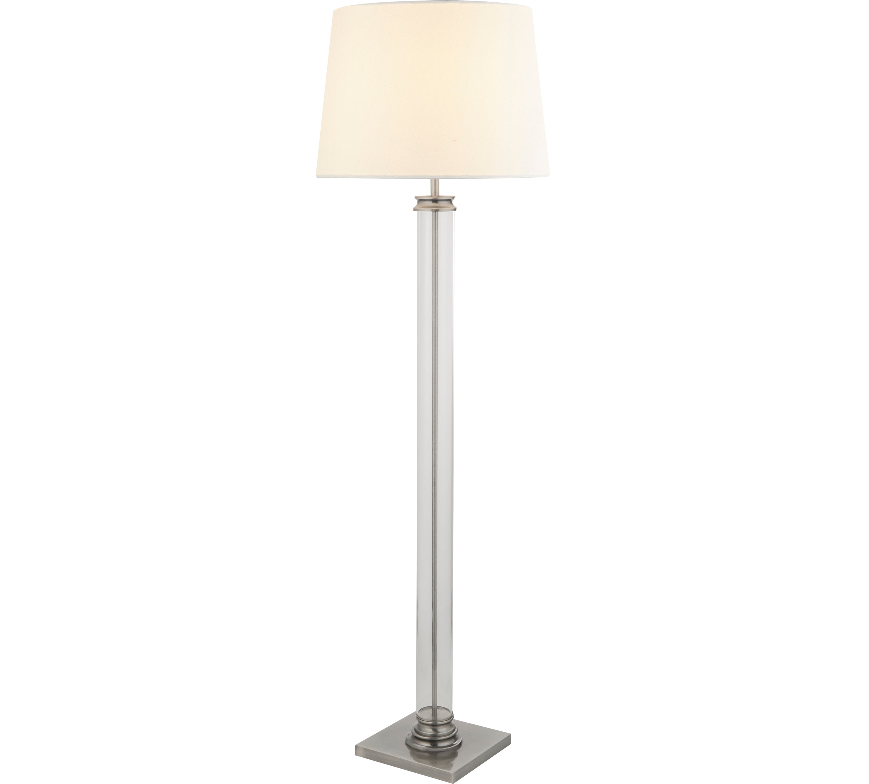 Searchlight Paulton Floor Lamp - Satin Silver, Glass & Cream Fabric