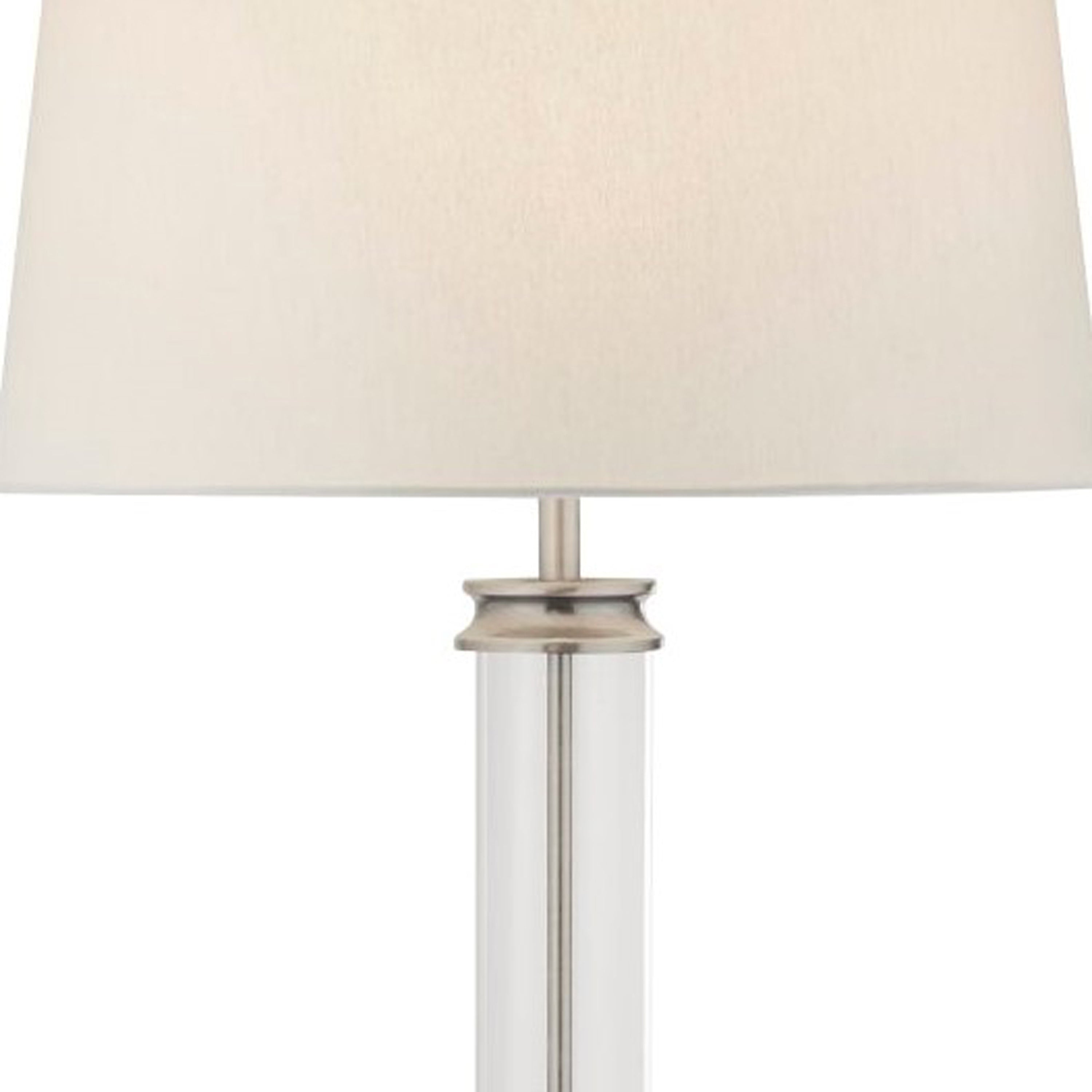 Searchlight Paulton Floor Lamp - Satin Silver, Glass & Cream Fabric