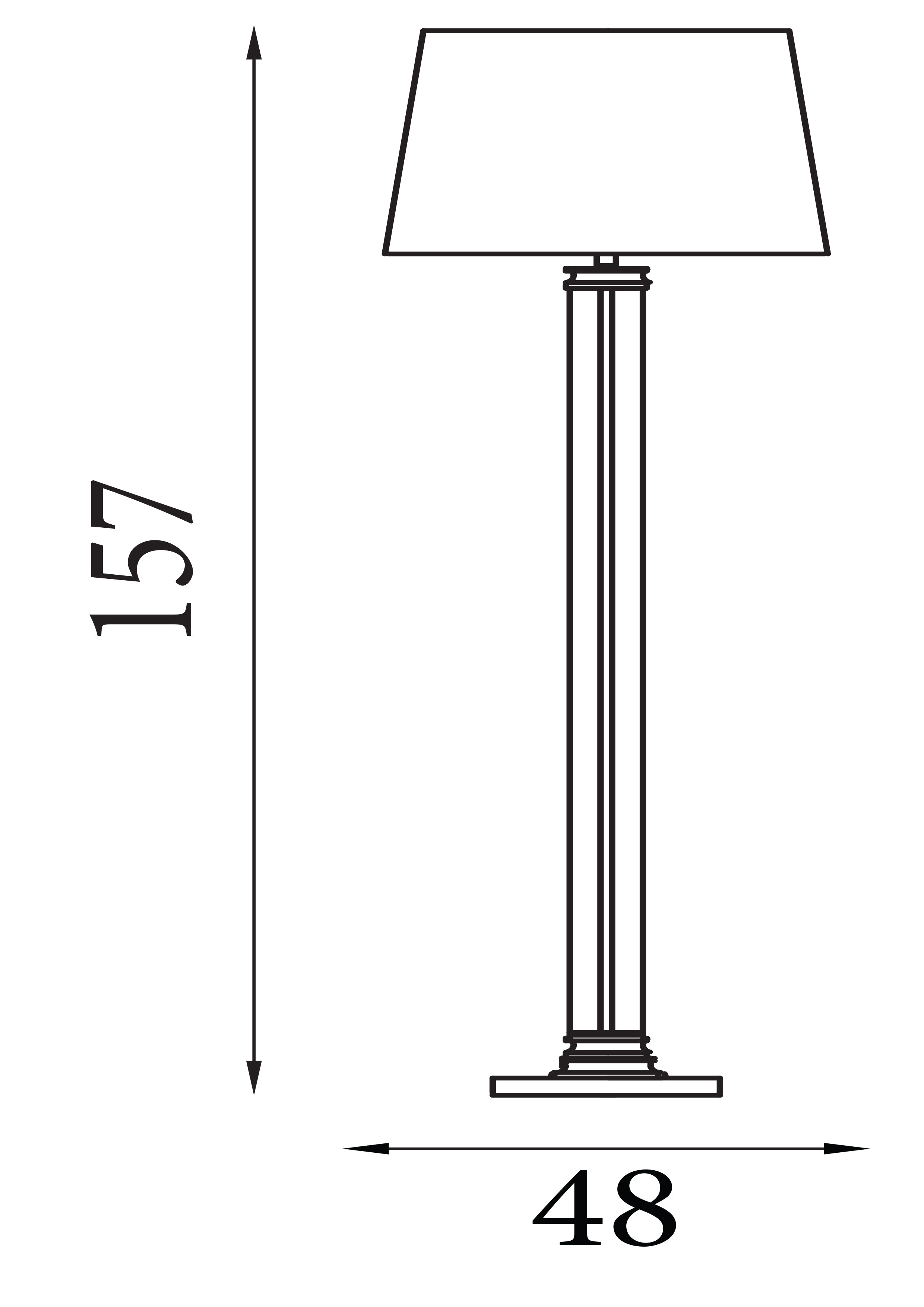 Searchlight Paulton Floor Lamp - Satin Silver, Glass & Cream Fabric