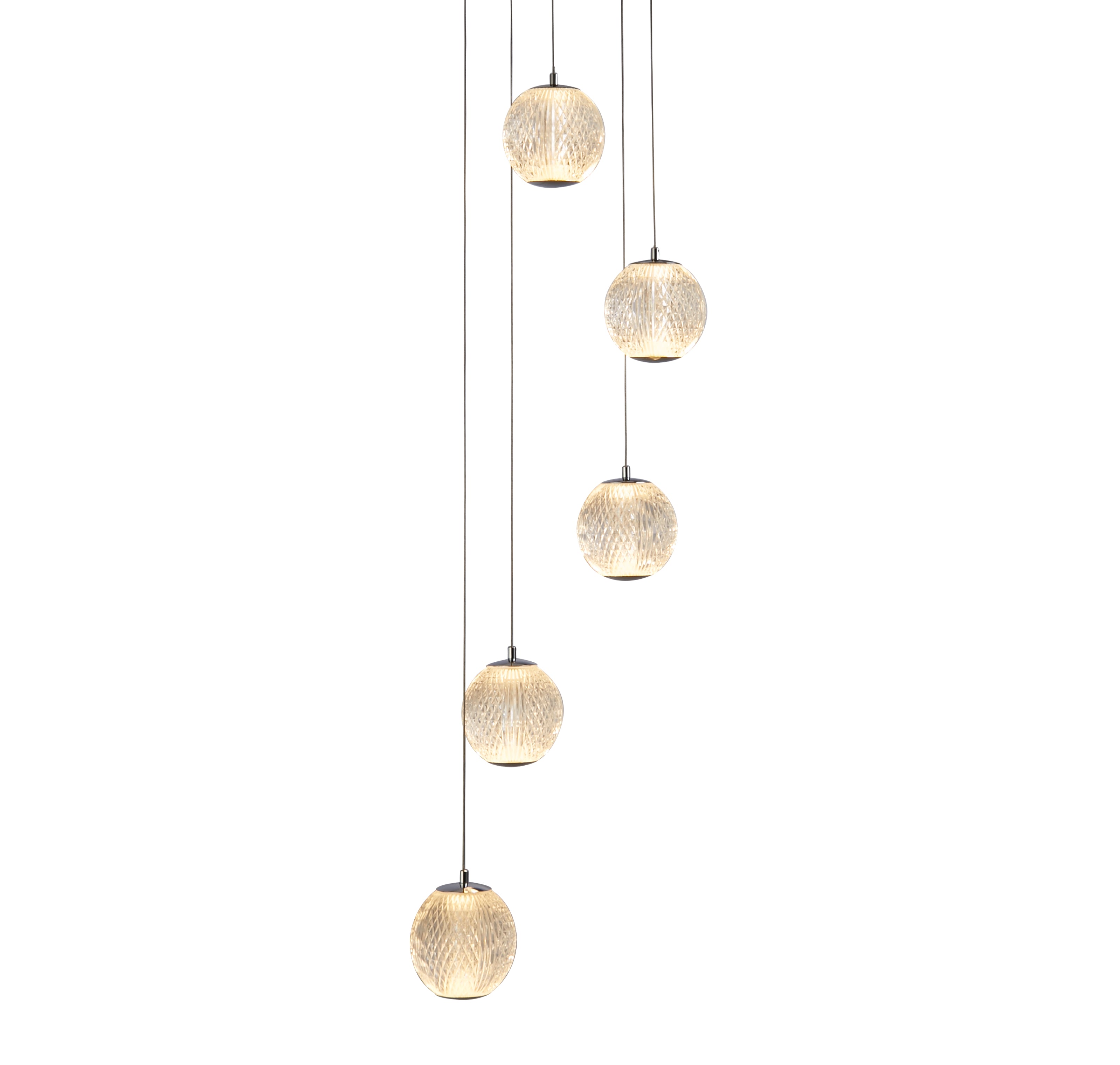 Searchlight Agnes 5 Light Multi-Drop Pendant - Chrome & Clear Acrylic