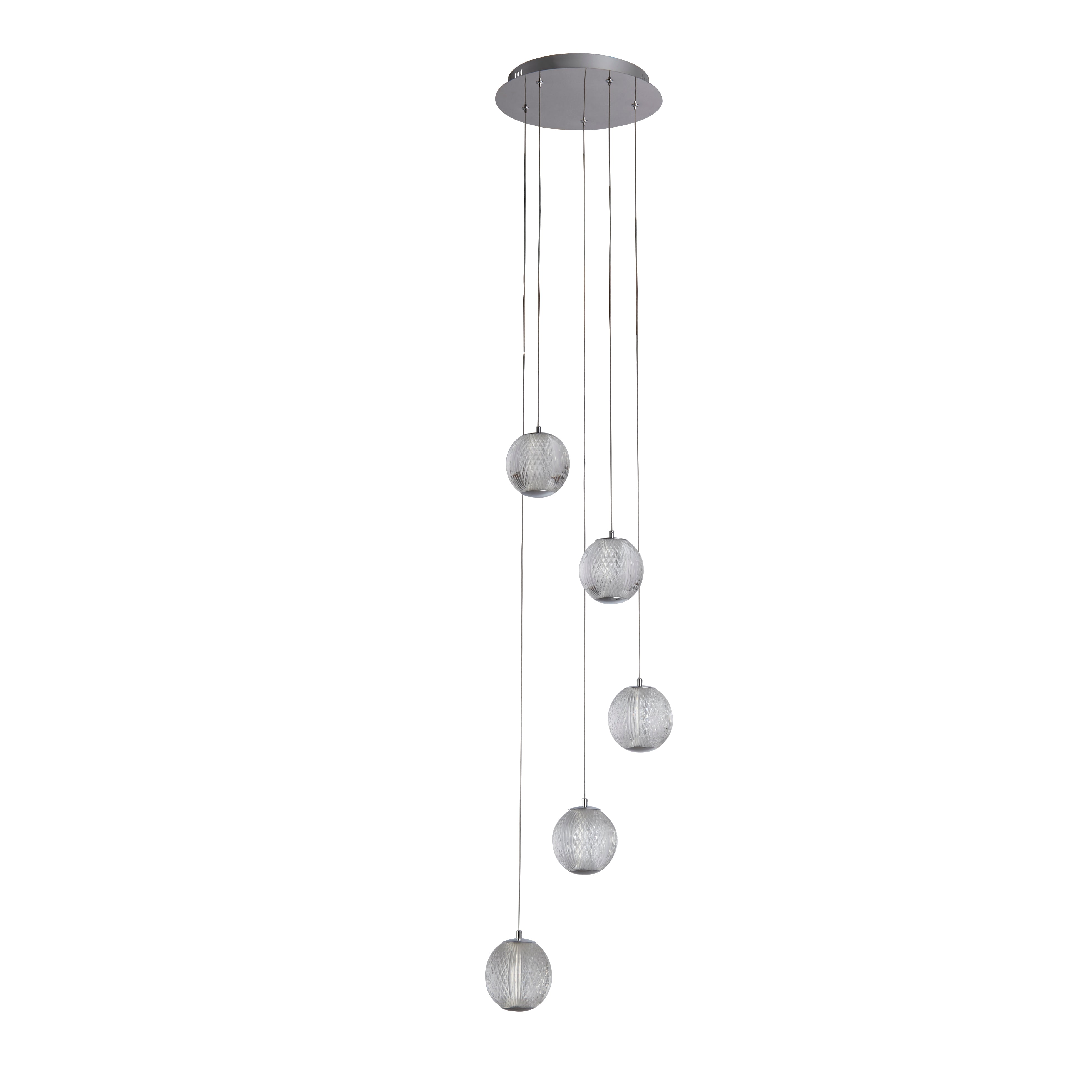 Searchlight Agnes 5 Light Multi-Drop Pendant - Chrome & Clear Acrylic