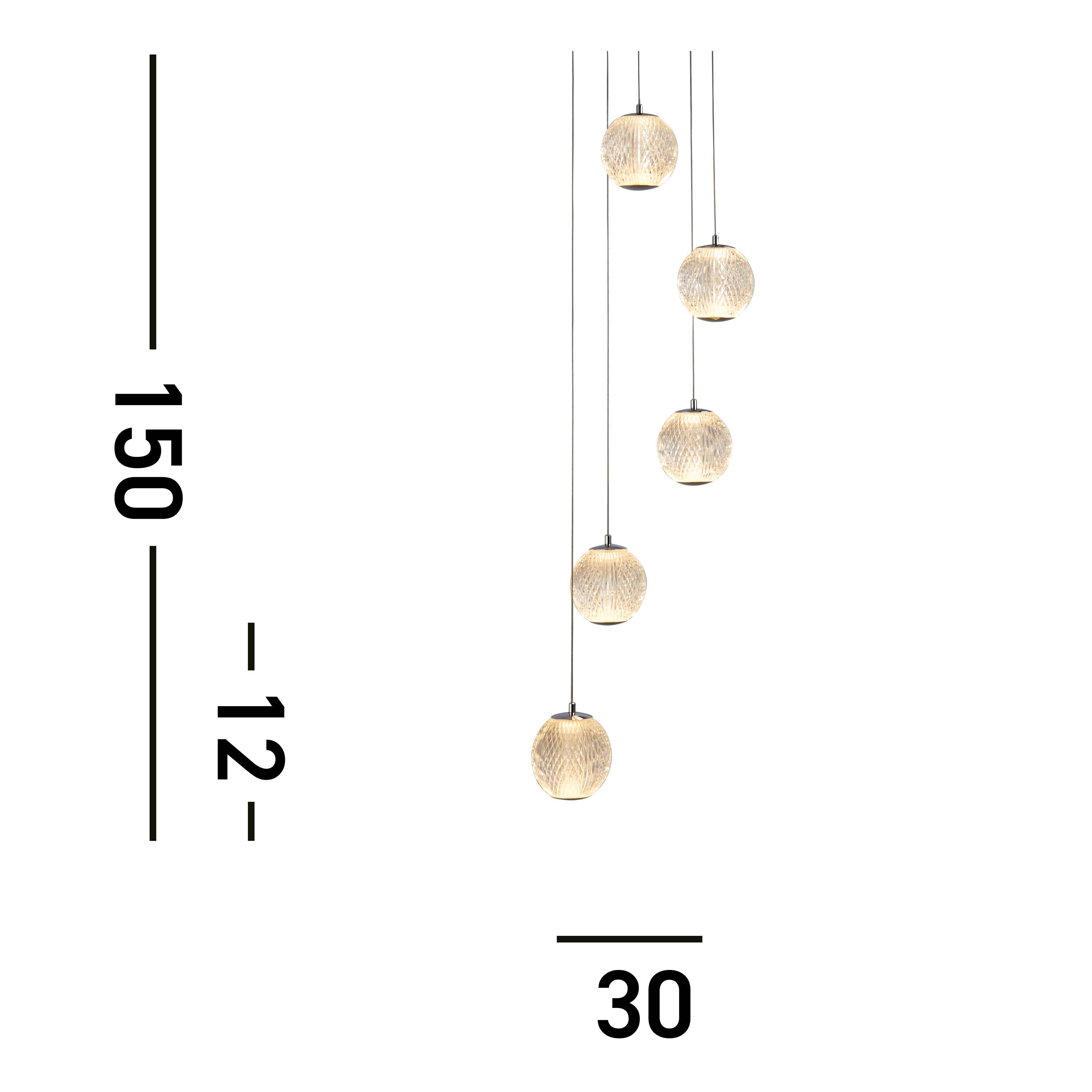 Searchlight Agnes 5 Light Multi-Drop Pendant - Chrome & Clear Acrylic