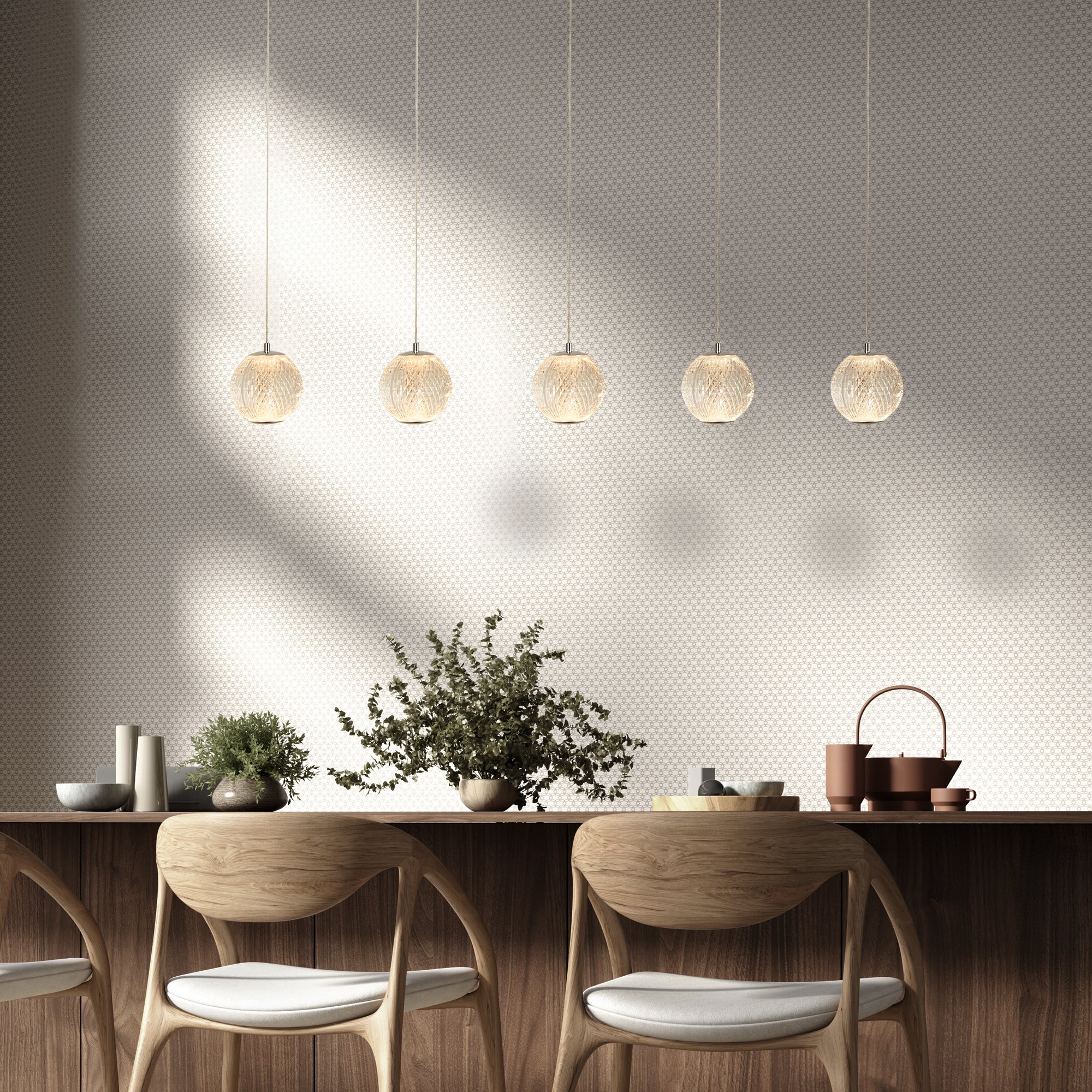 Searchlight Agnes 5 Light Bar Pendant - Chrome & Clear Acrylic