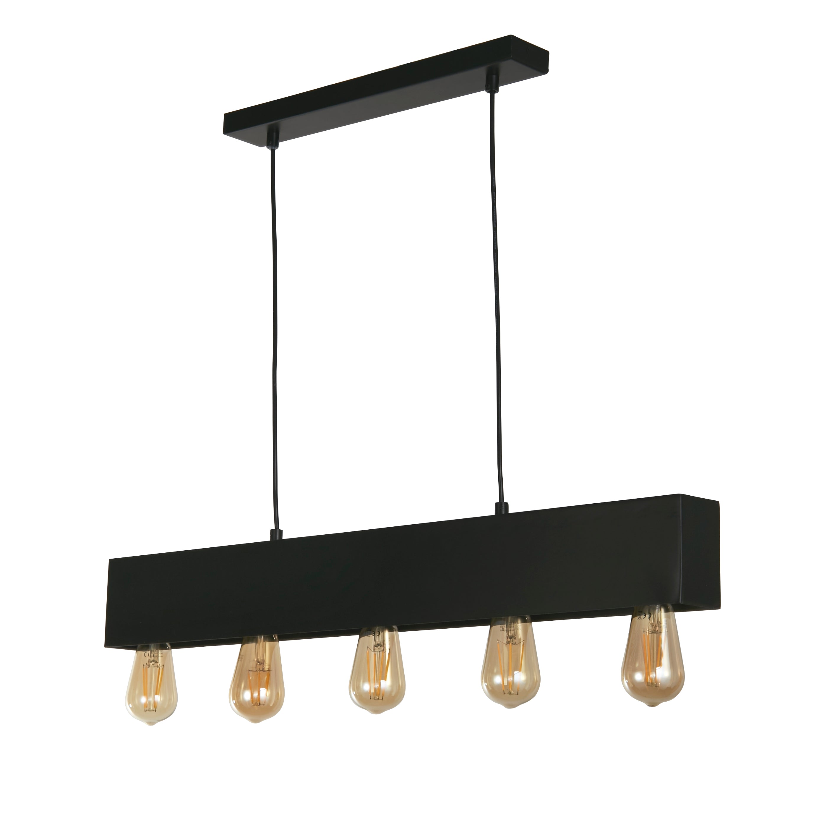 Searchlight Peet 5 Light Diner Bar Pendant - Matt Black