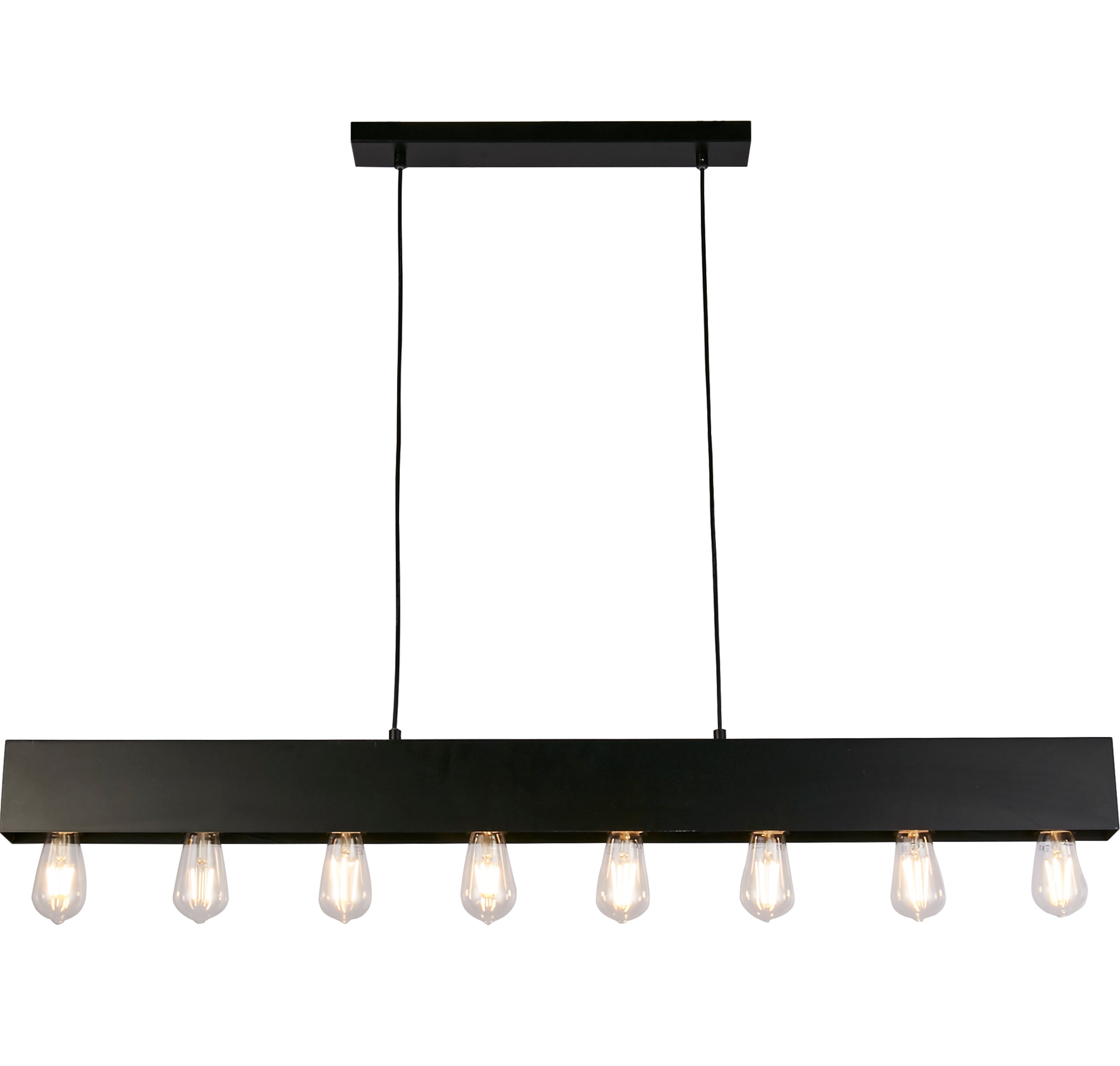 Searchlight Peet 8 Light Diner Bar Pendant - Matt Black