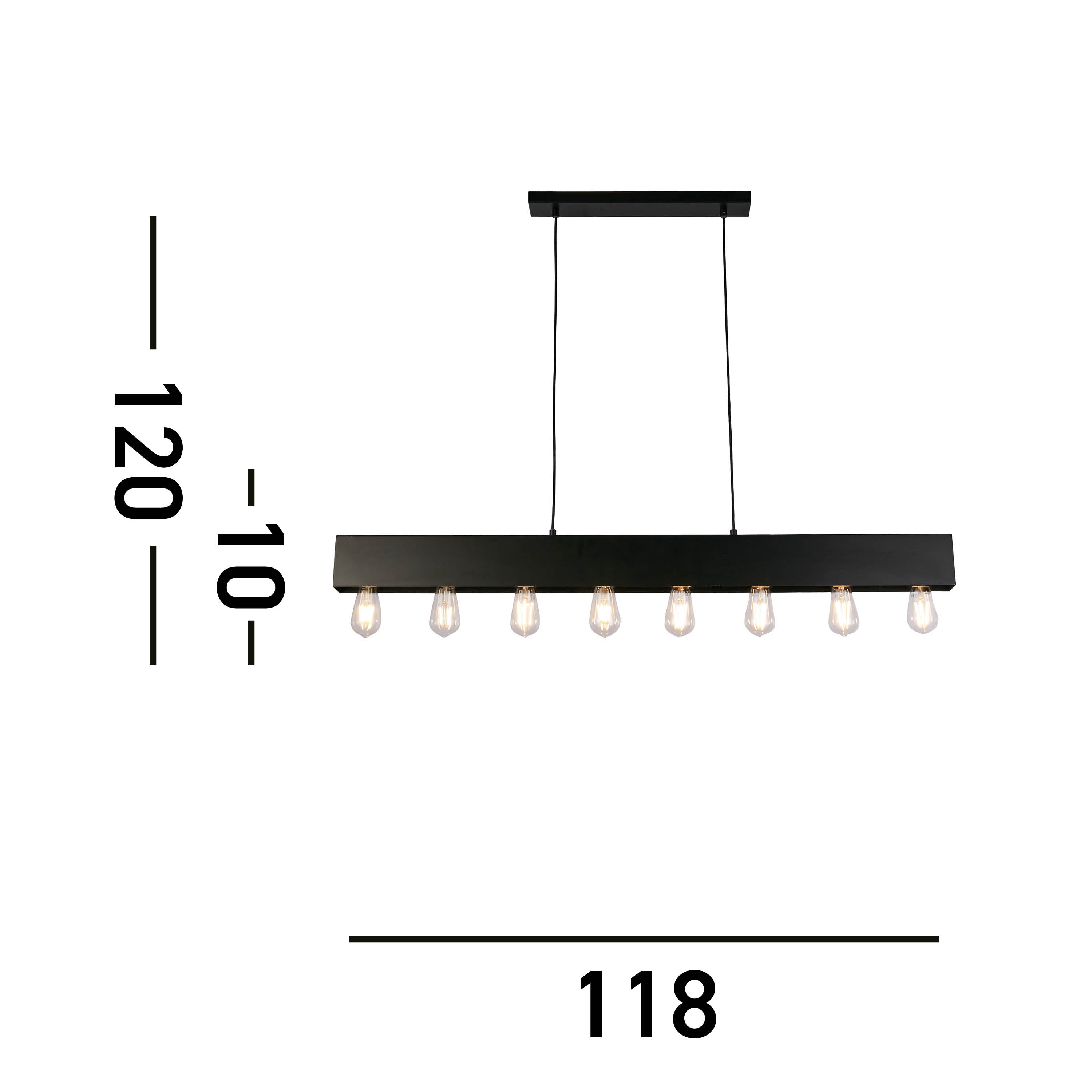 Searchlight Peet 8 Light Diner Bar Pendant - Matt Black