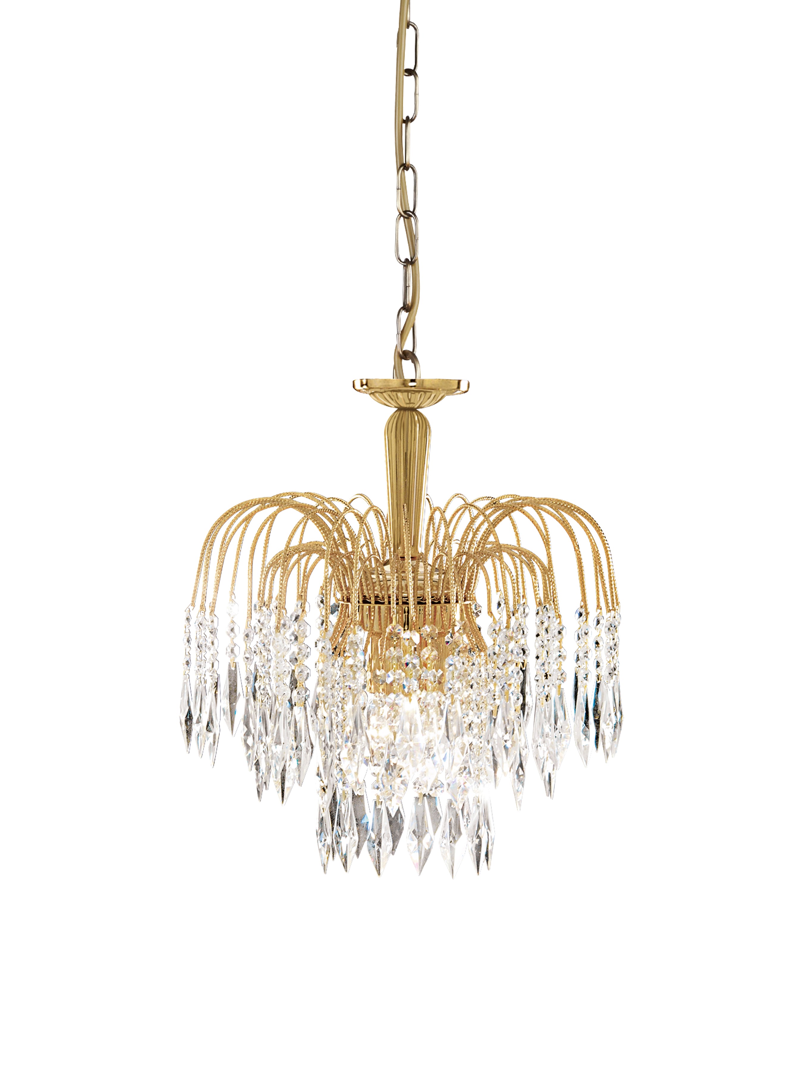 Searchlight Webb - 3 Light Ceiling Pendant, Gold, Clear Crystal